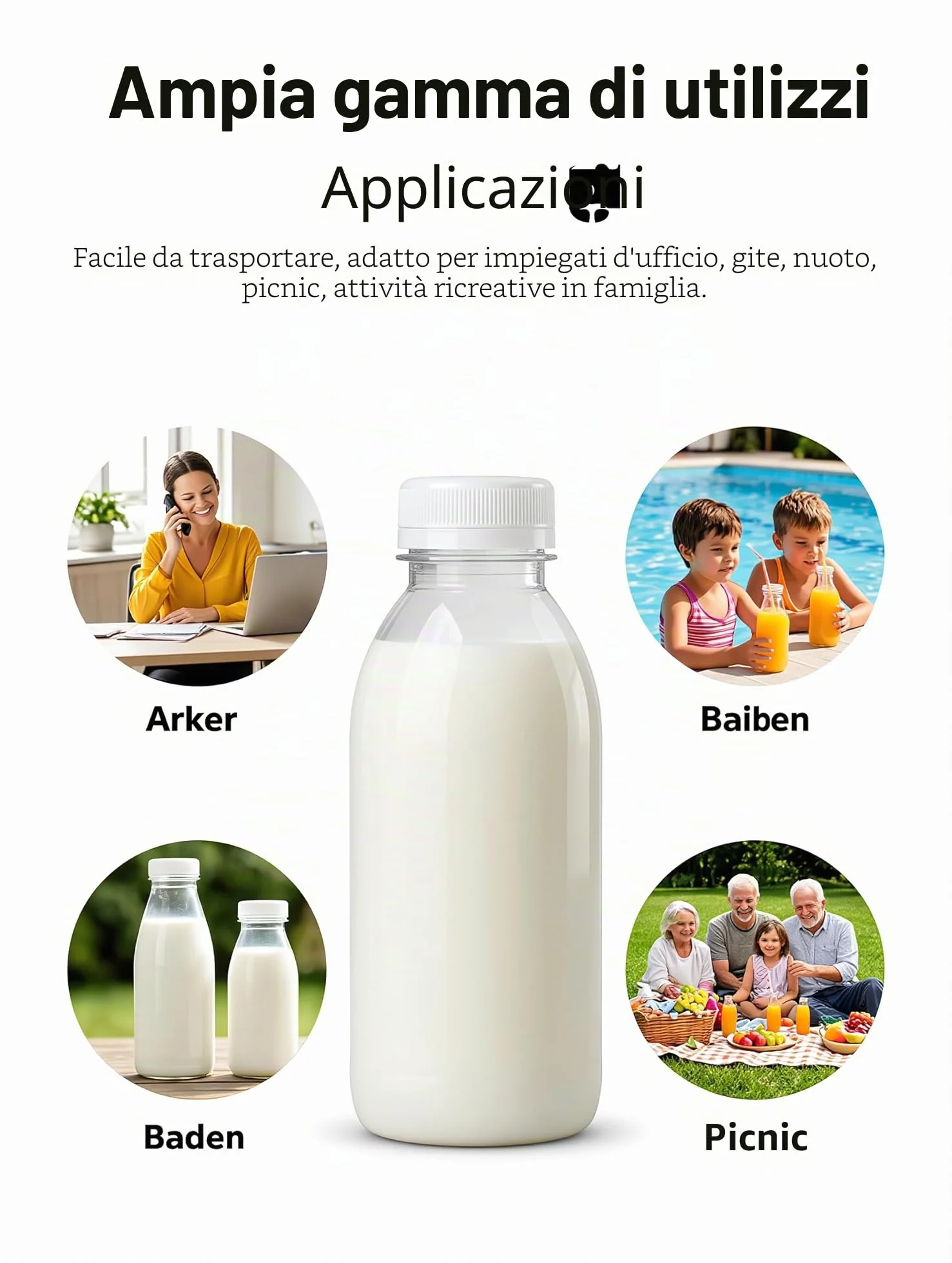 12 pezzi 200 ml bottiglie per latte vuote, bottiglie per succo, bottiglie d'acqua in plastica, bottiglie per bevande, bottiglie per smoothie trasparenti