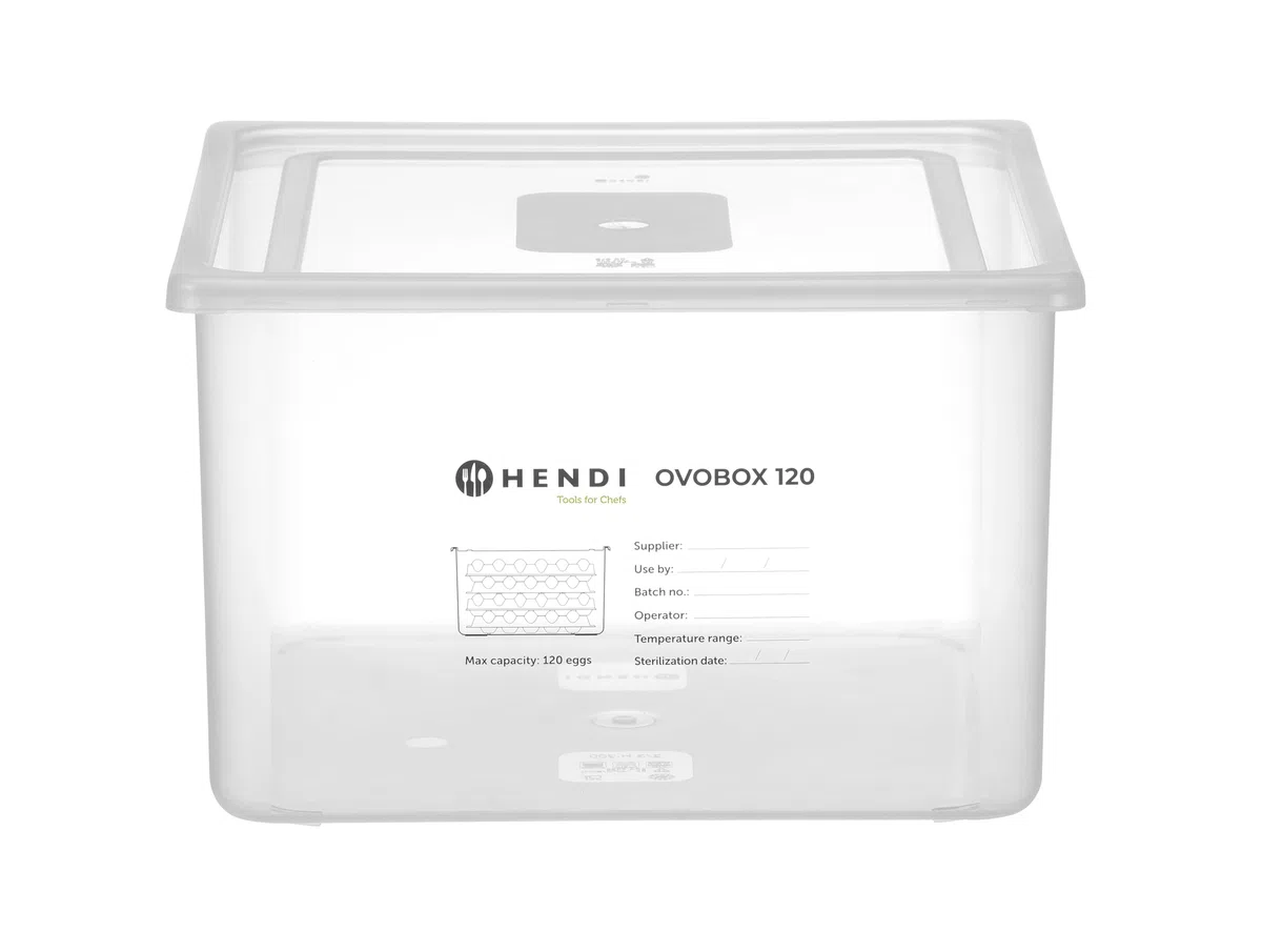 HENDI Contenitore per uova OVOBOX 120, con coperchio e 8 vassoi, GN 2/3, 18L, 355x325x(H) 200mm, PP e PS