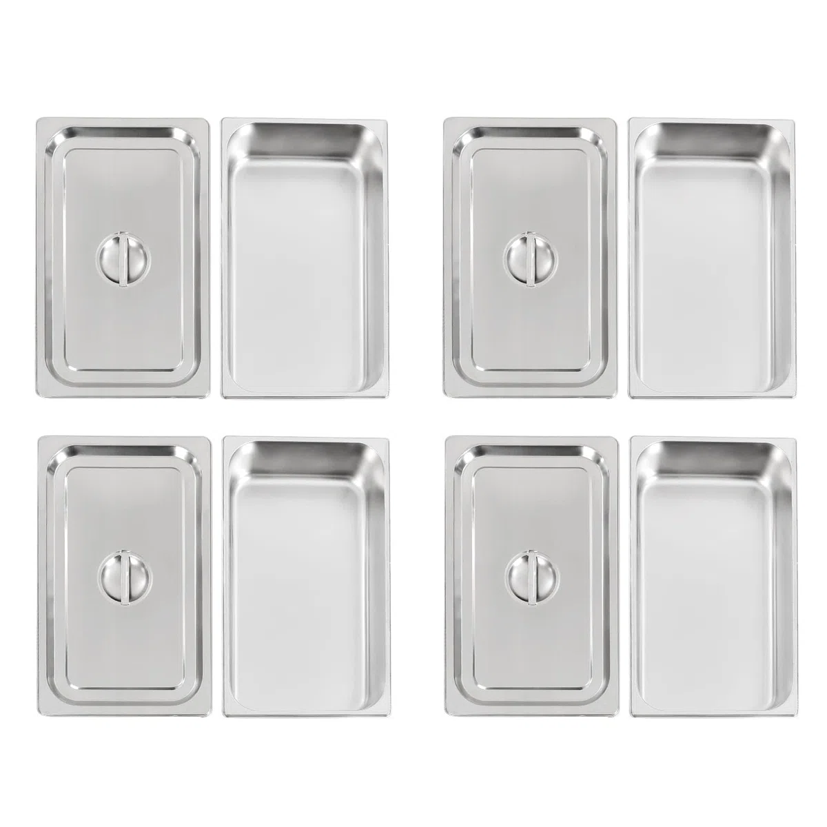 Set di 4 vassoi per alimenti GN 1/1 in acciaio inox 9L, 53,5 x 30,5 x 10 cm, piatto da cucina profondo per buffet, ristorante, cantina