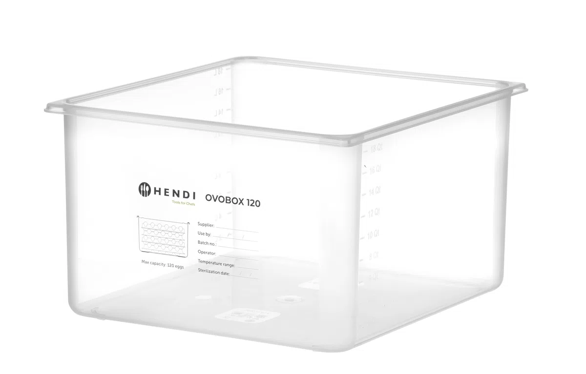 HENDI Contenitore per uova OVOBOX 120, con coperchio e 8 vassoi, GN 2/3, 18L, 355x325x(H) 200mm, PP e PS