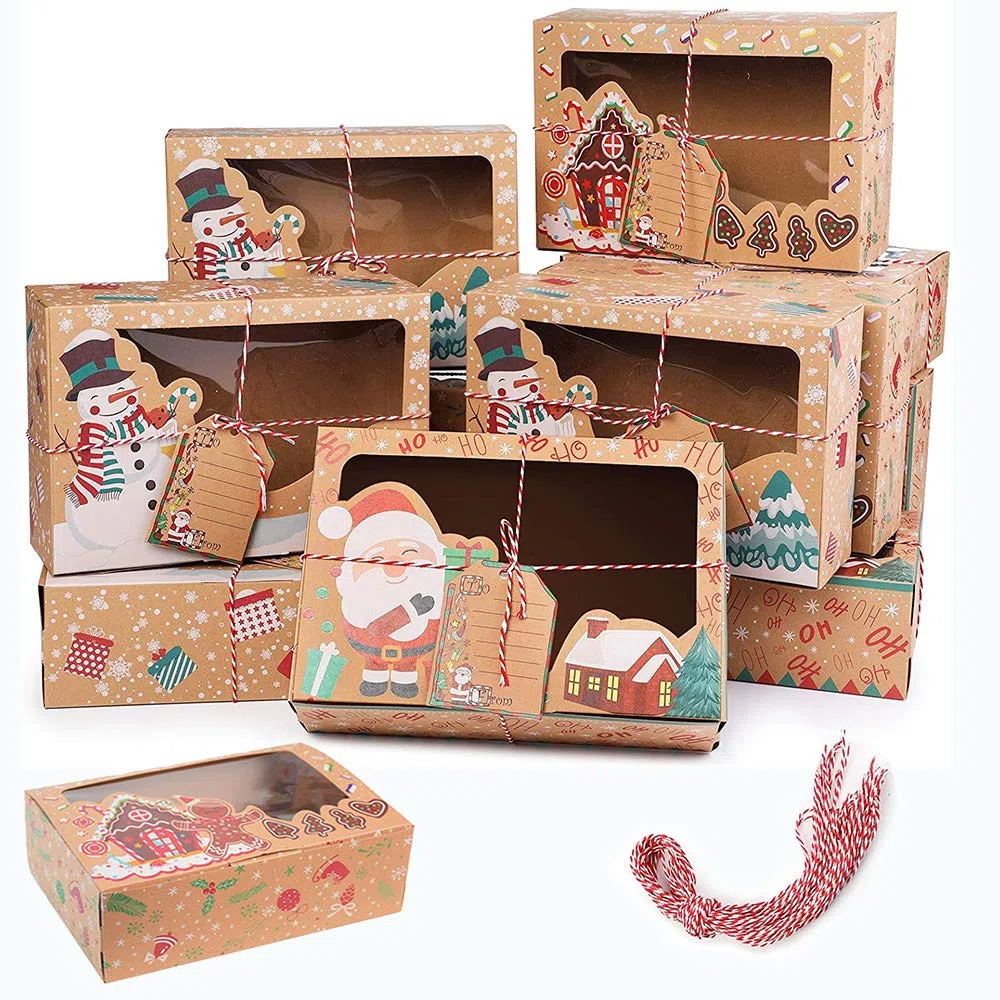 OTMVicor Vicor, scatole per biscotti di Natale, 6 scatole per cupcake di Natale, scatole da forno per regali di Natale