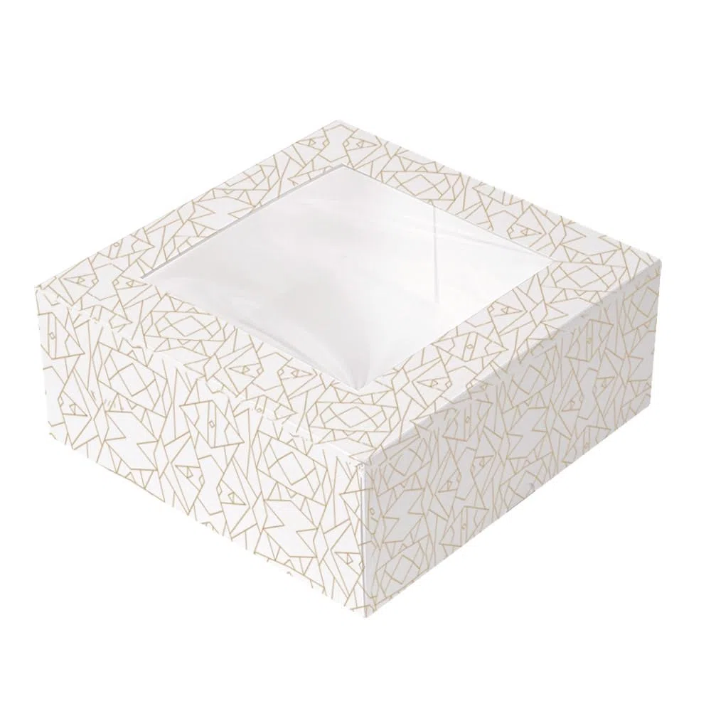 Garcia de Pou 50 pezzi - Scatole Pasticceria con Finestra 'Thepack' 250 G/M2 + Opp 16 x 16 x 8 cm Bianco Cartone Ondulato Nano-Micro