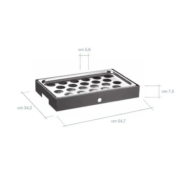 Pintinox Vassoio Refrigerato Porta Yogurt, 22 Fori da 5,5 cm, 54,7x34,2 cm, con Gel Pack e Bacinella in Policarbonato Linea Caleido