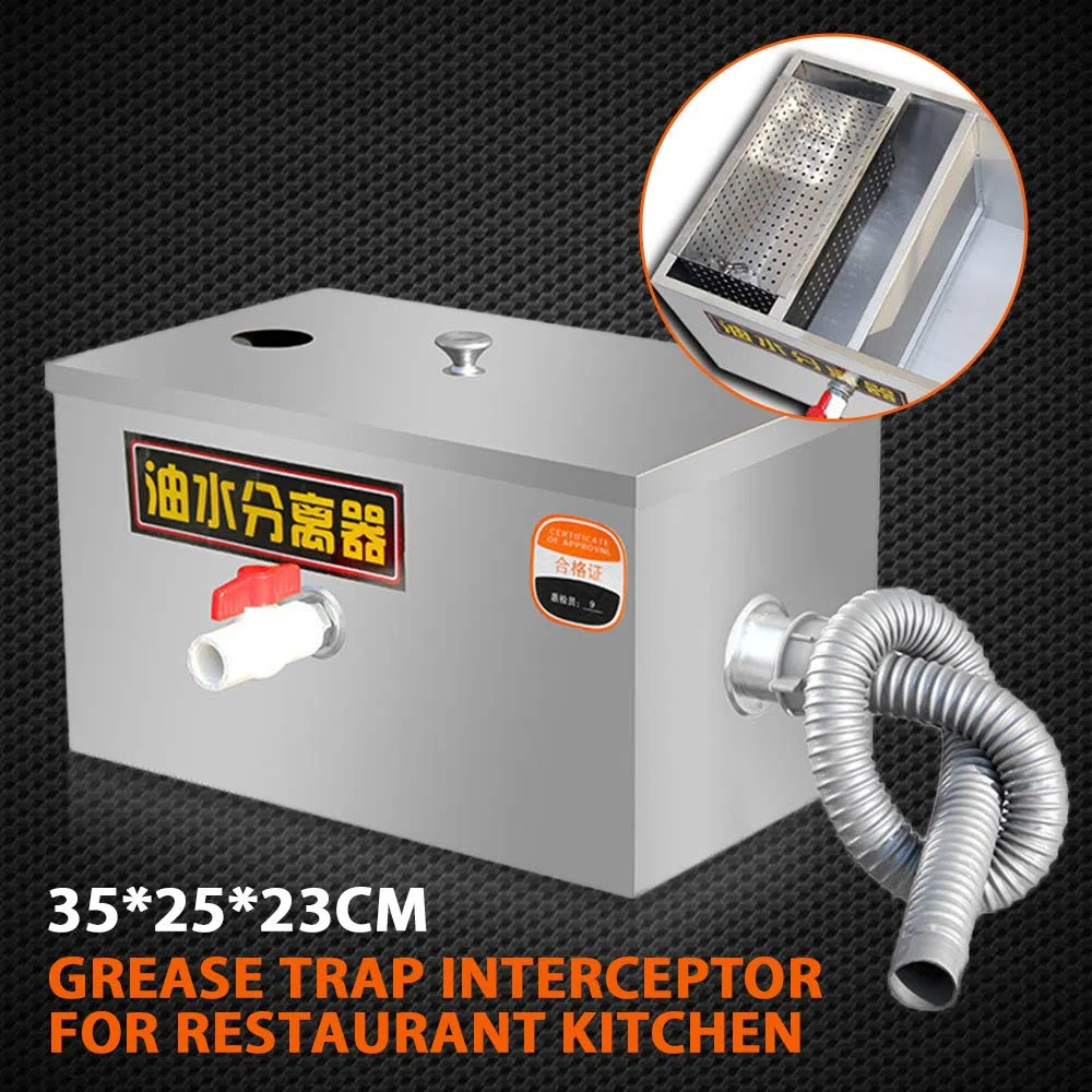 Separatore grasso in acciaio inox, separatore grasso, separatore olio, cucina, per il trattamento, olio minerale, olio vegetale, olio vegetale, 35 x 25 x 23 cm