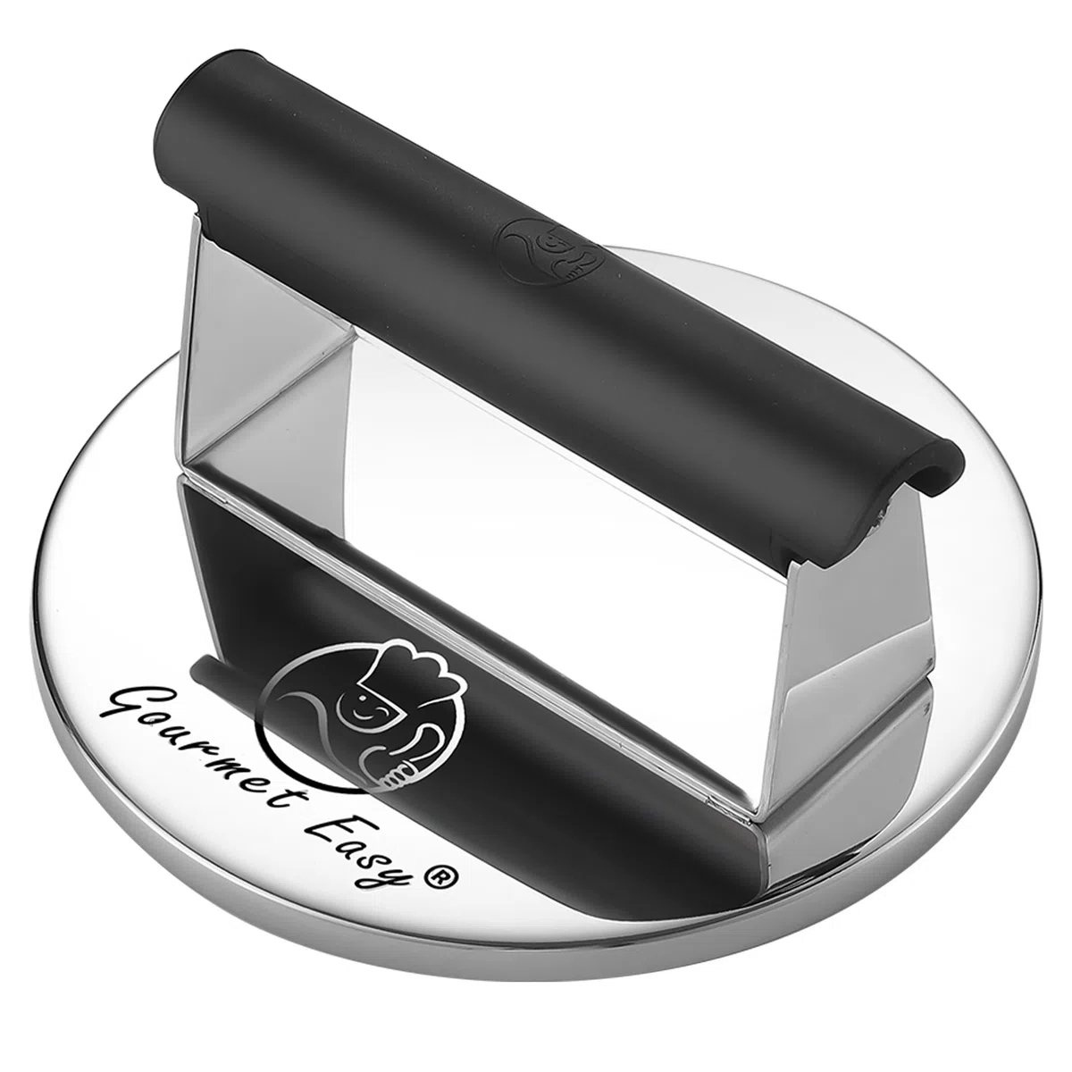 Gourmet Easy Pressa per Hamburger in Acciaio Inox Antiaderente | Robusta pressa per Hamburger | Pressa per Hamburger con Manico Resistente al Calore | Pressa per Burger | Pressa per Hamburger