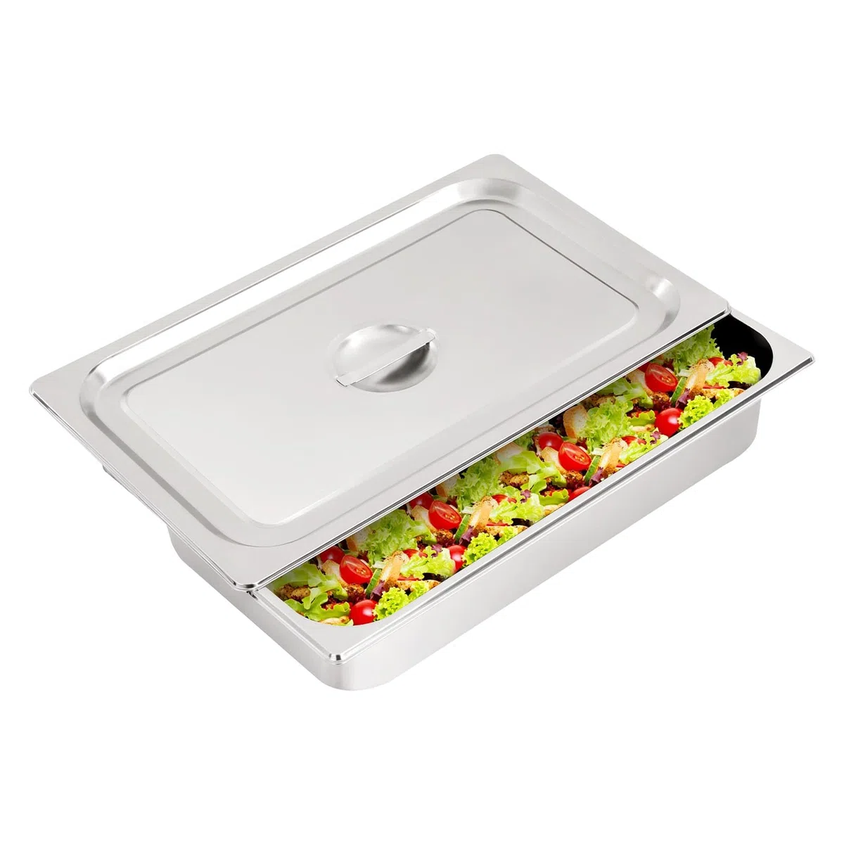 Set di 4 vassoi per alimenti GN 1/1 in acciaio inox 9L, 53,5 x 30,5 x 10 cm, piatto da cucina profondo per buffet, ristorante, cantina