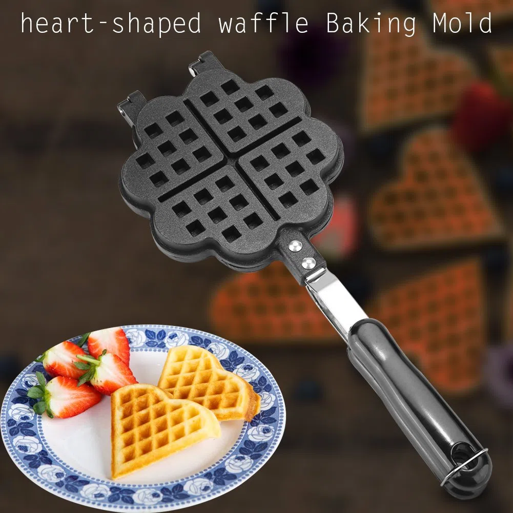 Waffle Iron, a forma di cuore domestica Gas antiaderente Waffle Maker Pan Stampo in alluminio Stampo piatto di cottura strumento di cottura.