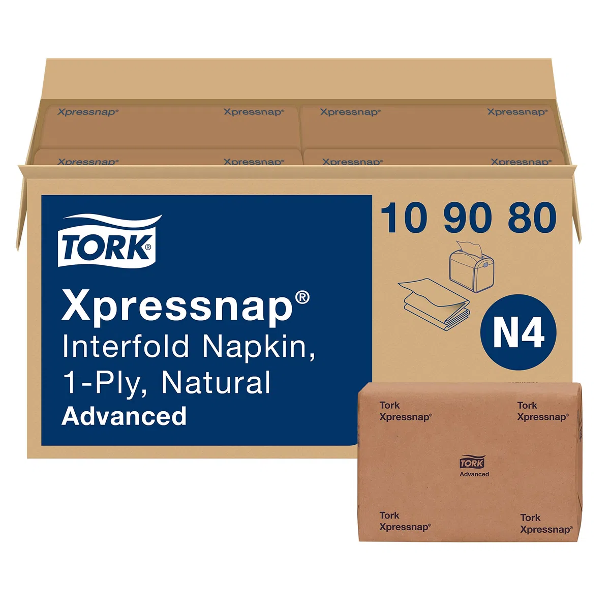 Tork Xpressnap® 109080 - Tovagliolo dispenser bianco N4, 1 strato, piega 1/4, 33 x 21,6 cm, 12 x 500 tovaglioli, 109080