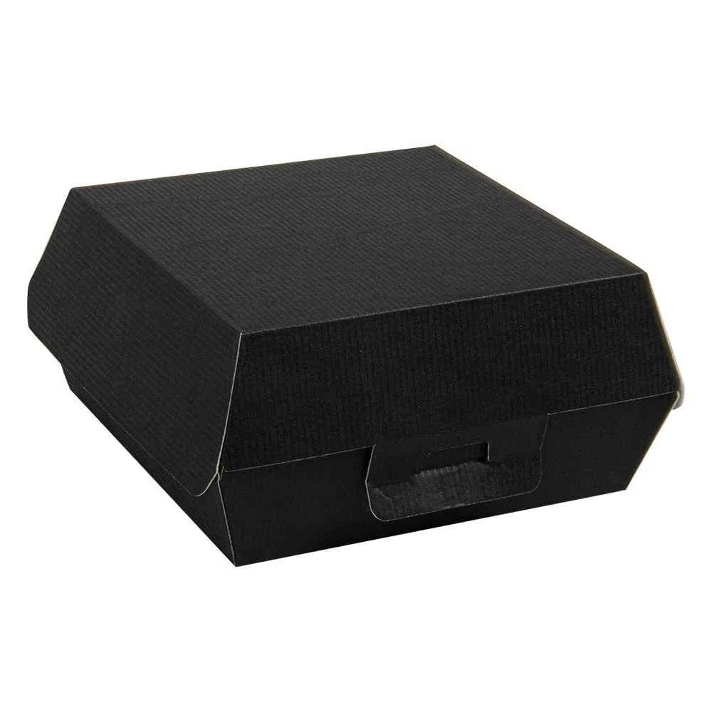 Garcia de Pou 50 pezzi - Conchiglie Hamburger 'Thepack' 230 G/M2 14,2 x 13,7 x 6,1 cm (L) Nero Cartone Ondulato Nano-Micro