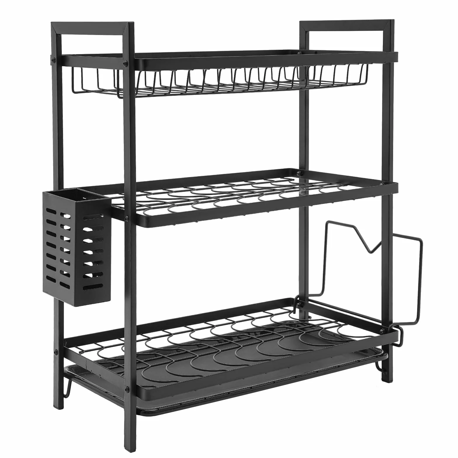 Scolapiatti, scolapiatti, scolapiatti, scolapiatti a 3 livelli, scolapiatti, scolapiatti, con porta utensili e scolapiatti, posate, dish Drainer, portabibite per cucina