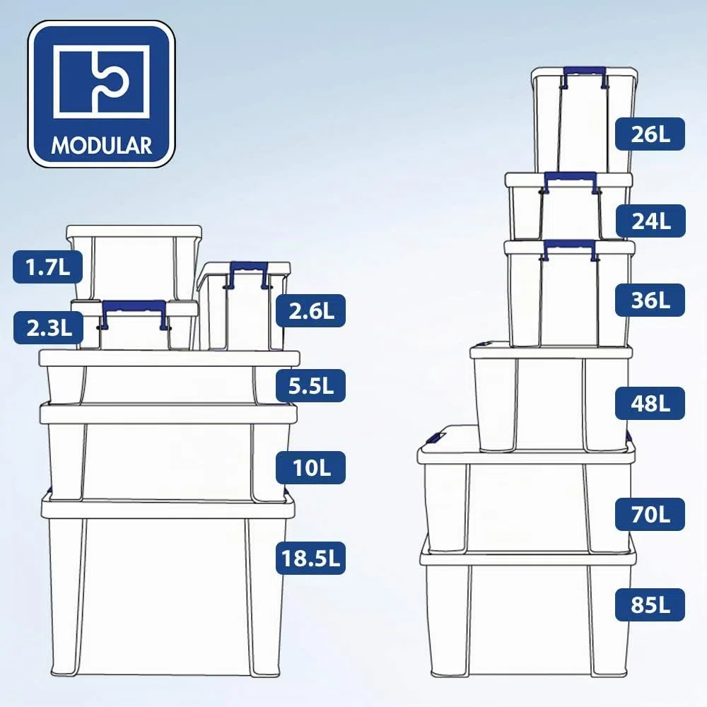 Bankers Box Prostore scatola porta oggetti in plastica con coperchio, 10 litri, impilabile, scatole per armadio super resistenti, dimensioni 14x34x21.5 cm, contenitori plastica trasparente, 1 pezzo