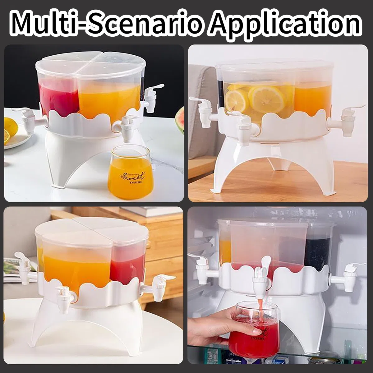 Dispenser Per Bevande, Dispenser Bevande, Dispenser Con Rubinetto Rotante Con Bollitore A 4 Griglie Staccabile Per Frigorifero, Grande Capacità, Plastica