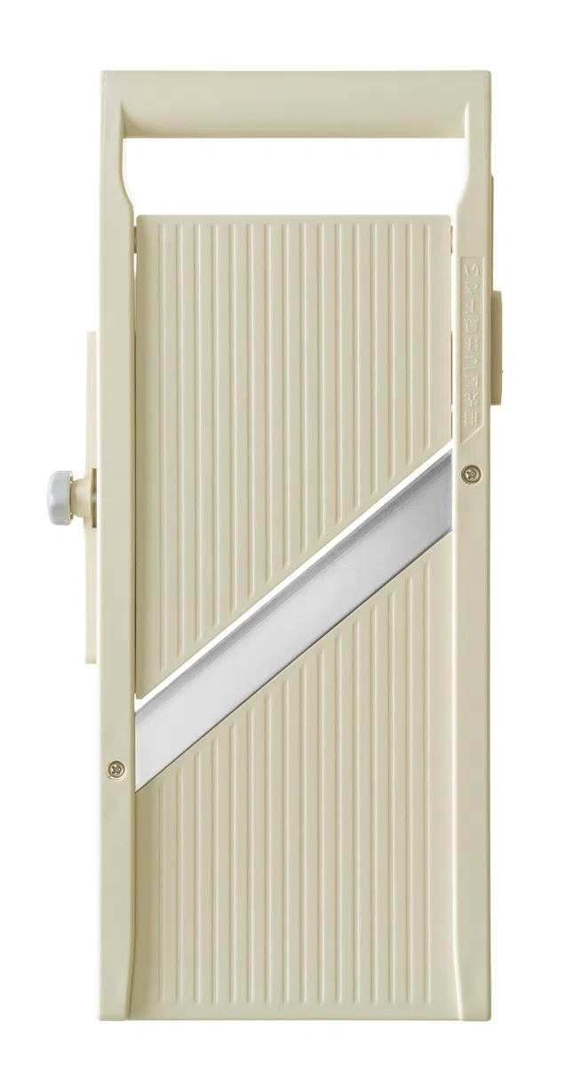 HENDI Mandolina giapponese Shōgun, affettatrice manuale con lama piatta regolabile (1-5mm), 380x180x(H)47mm, acciaio inox, ABS, PP, beige