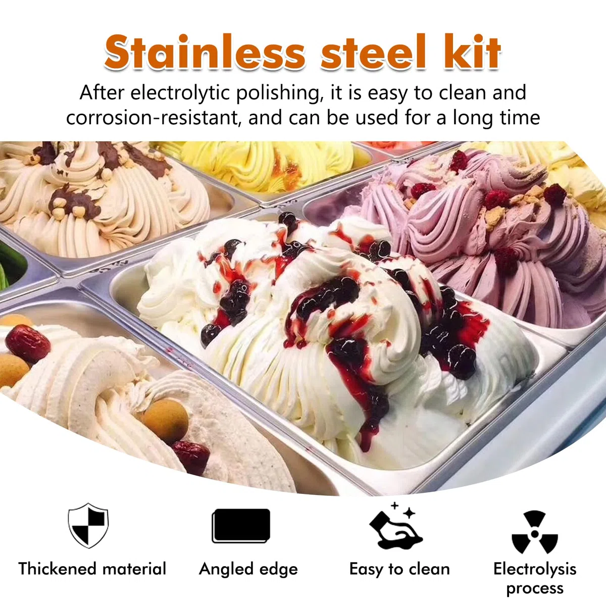 Set di 4 contenitori per gas in acciaio inox con coperchio, rettangolare, contenitore GN 1/6, 17,5 x 16,5 x 10 cm