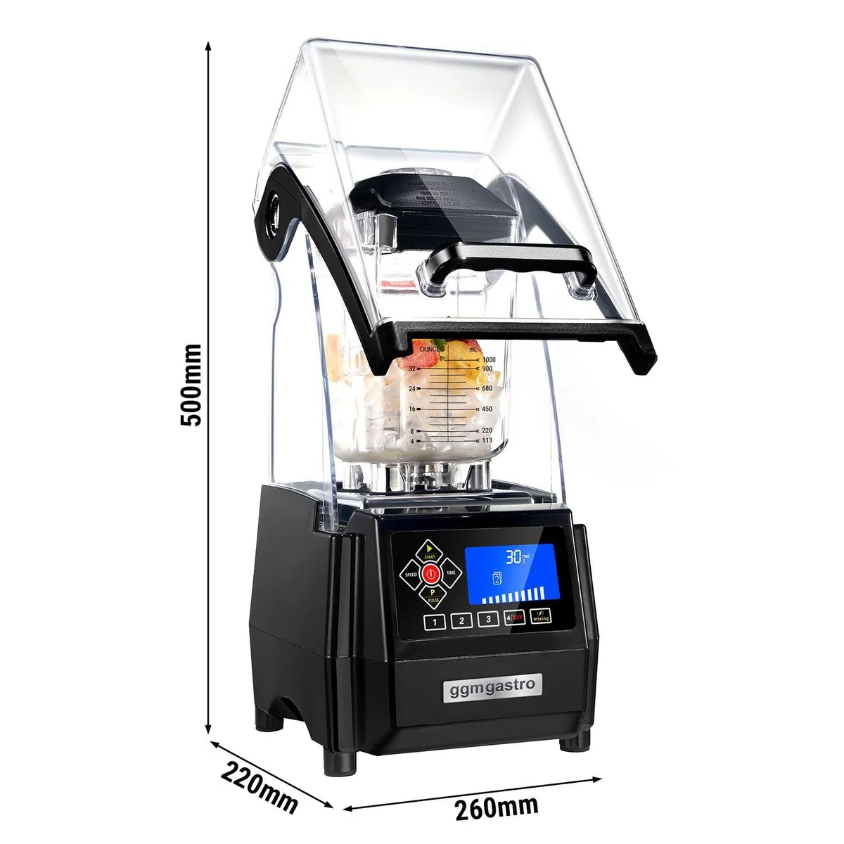 GGM Gastro | BMK2-1500N | Miscelatore con coperchio fonoassorbente - 2 litri - 1kW - silenzioso