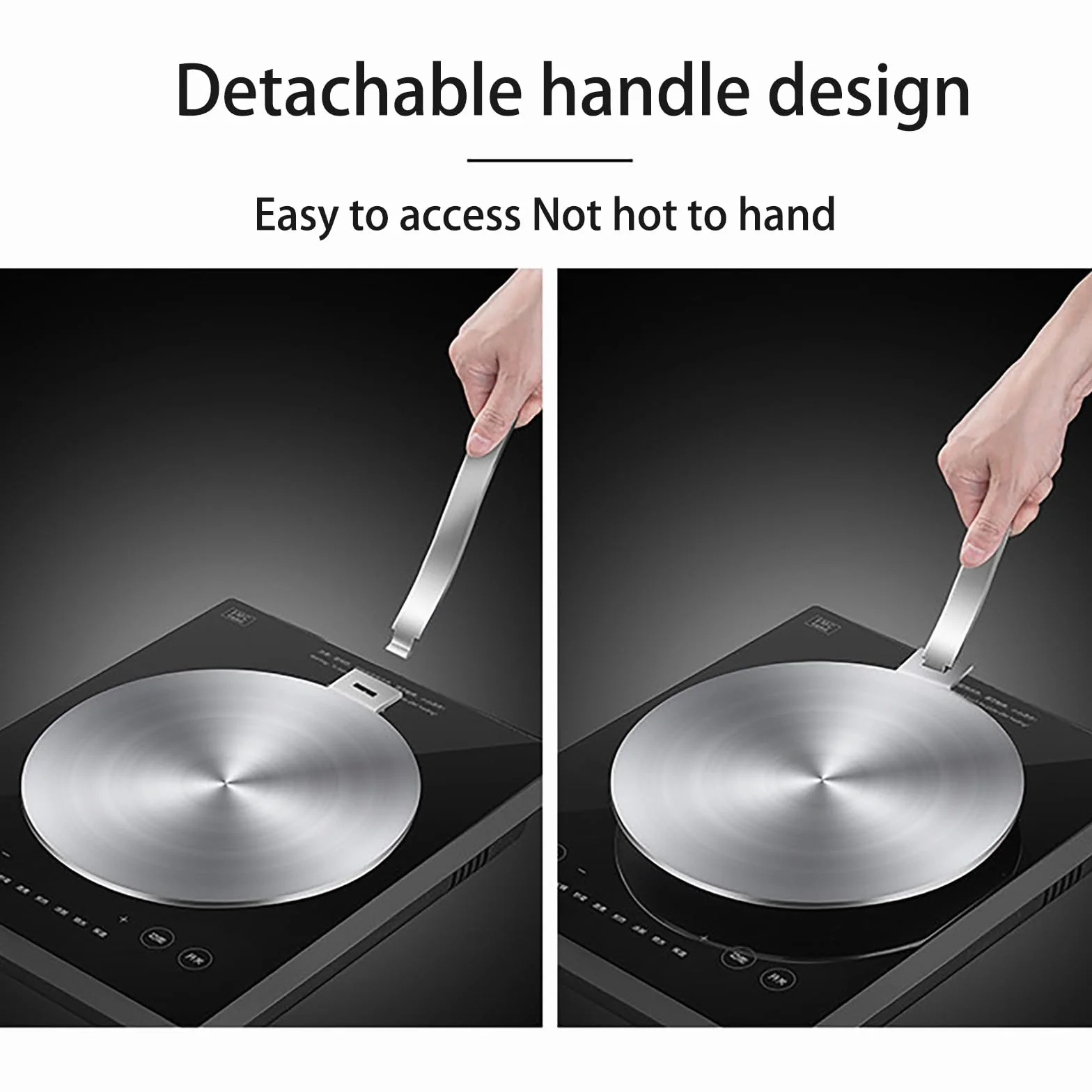 RoseFlower Adattatore Induzione 28cm/11'', Piastra Convertitore per Piano Cottura a Induzione in Acciaio Inossidabile, Piastra Diffusore di Calore con Manico Rimovibile