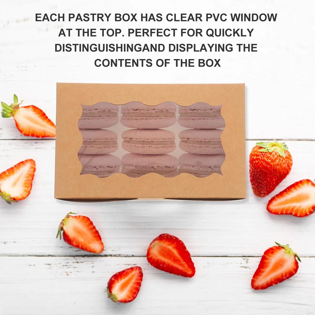 Scatole Per Biscotti Kraft, 10 Pezzi Con Finestra Trasparente Scatole, Scatole Da Dessert Accessori Da Forno, Scatole per Dolci Kraft Marrone con Finestra Per Festa Di Nozze Compleanno