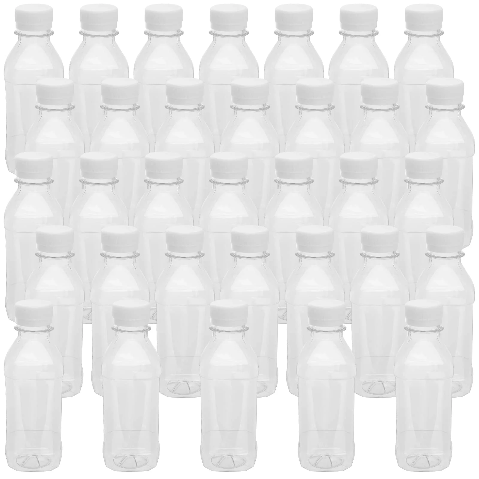 SINJEUN 33 confezioni da 8 once di bottiglie di plastica trasparenti per succhi di frutta con coperchi, bottiglie di plastica vuote per bevande, contenitori per bevande trasparenti riciclabili