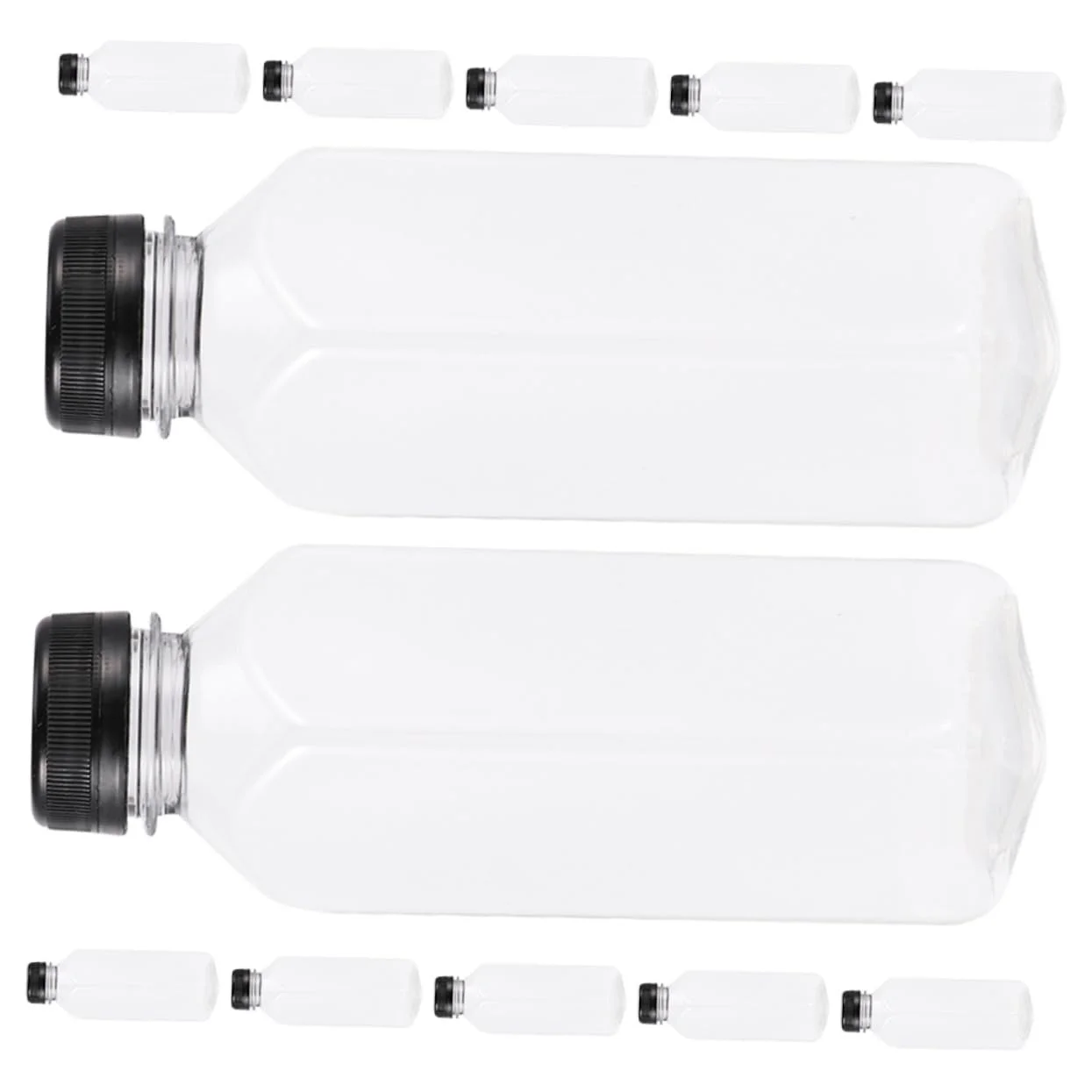 Cabilock 12 Pezzi Bottiglie per Riutilizzabili con Nero in Plastica Trasparente per Bevande Contenitori Vuoti per Succhi e Smoothie Design Minimalista e Sicuro