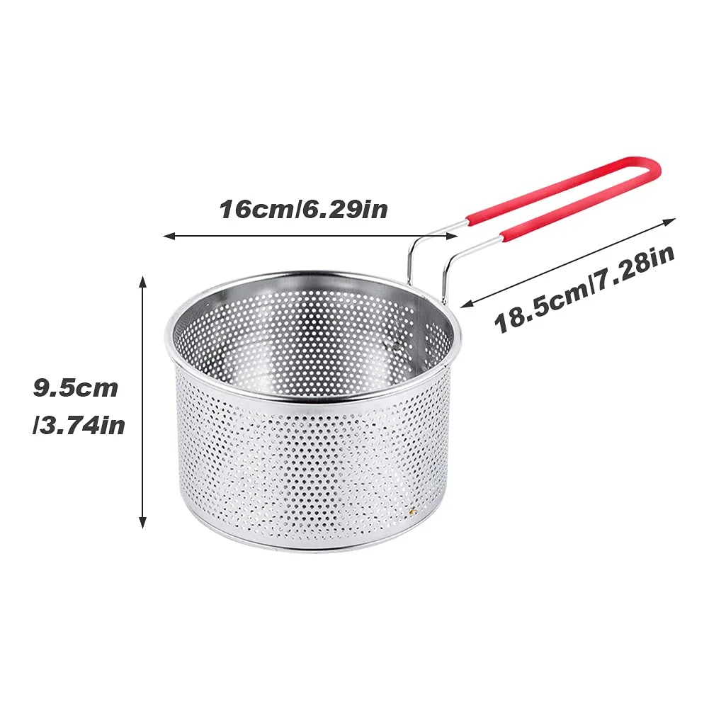 Cestino per friggere con manico, manico lungo universale in acciaio inox per vaso rotondo