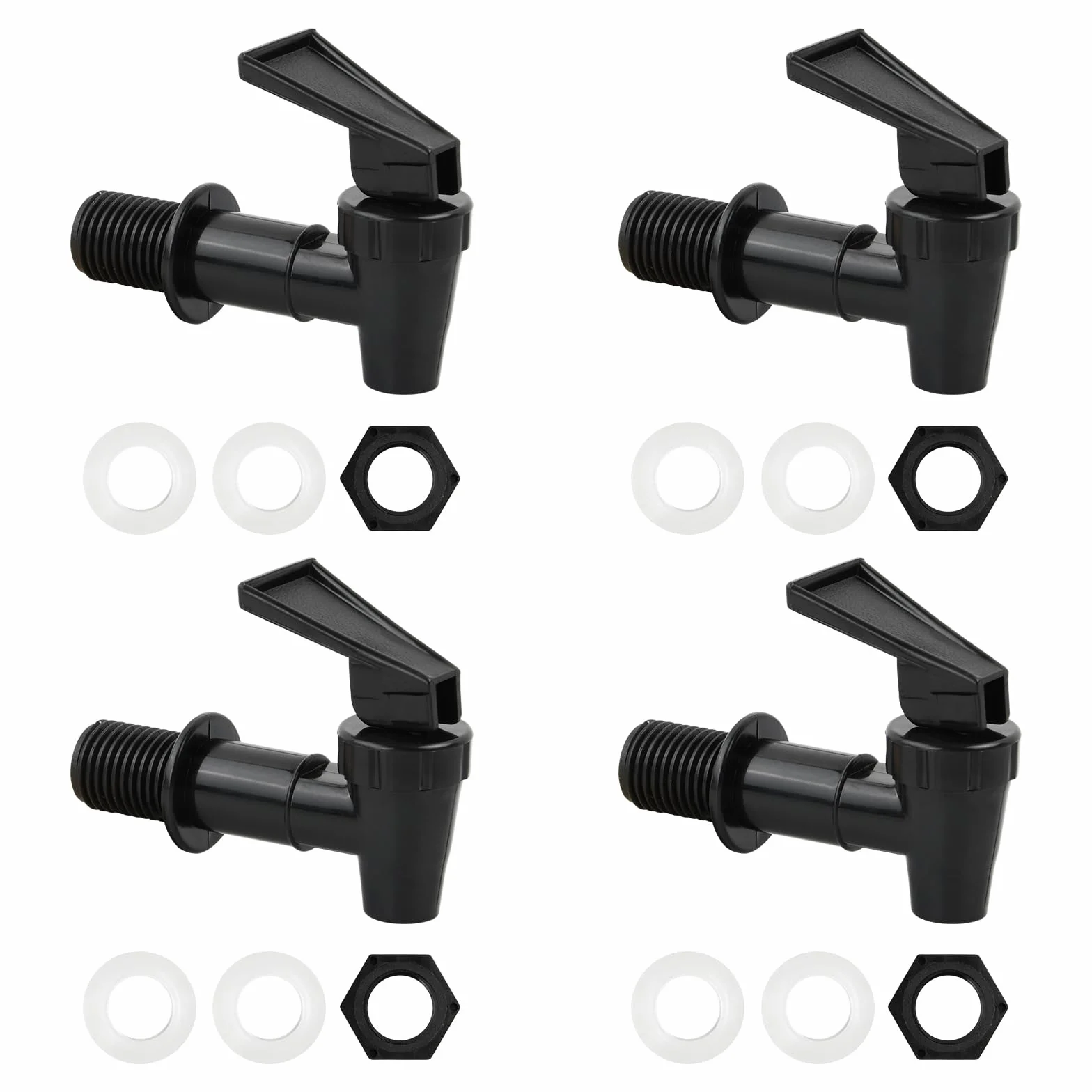 4 Confezioni Rubinetto, Rubinetto Plastica Rubinetti Di Ricambio Per Dispenser, Rubinetto Per Tanica Riutilizzabili, Per Dispenser Di Succo, Caffè, Acqua, Fusto Di Birra, Nero