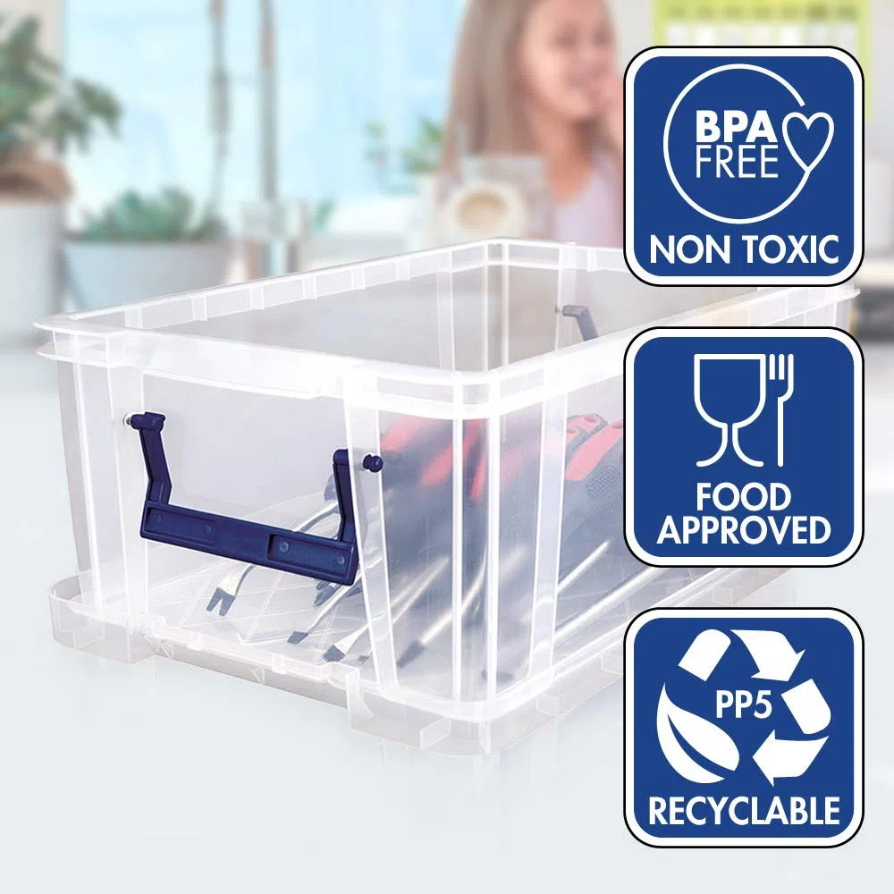 Bankers Box Prostore scatola porta oggetti in plastica con coperchio, 10 litri, impilabile, scatole per armadio super resistenti, dimensioni 14x34x21.5 cm, contenitori plastica trasparente, 1 pezzo
