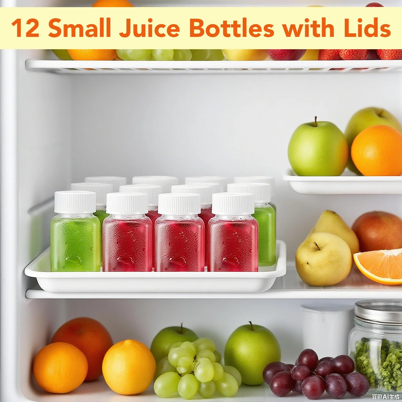 12 Pezzi Piccole Bottiglie per Shot da Riempire, Bottiglie Vuote in Plastica da 60ml/100ml per Smoothie e Succhi, Bottiglie per Shot con Etichetta, Bottiglie per Shot di Zenzero con Coperchio