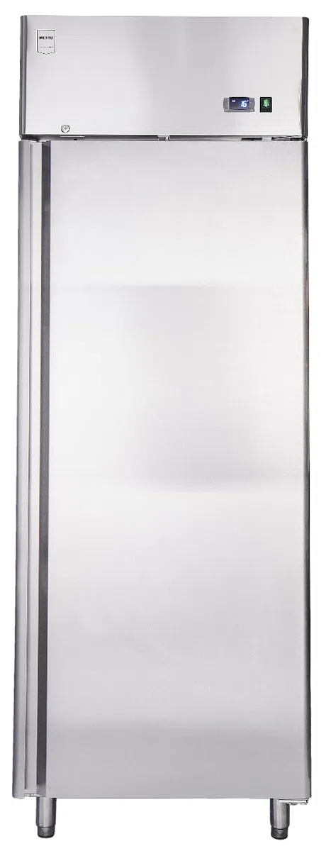 METRO Professional Frigorifero GRE2700, acciaio inox, 3 ripiani regolabili, sbrinamento automatico, refrigerazione ventilata, 455 l, 220 W, con serratura, argento