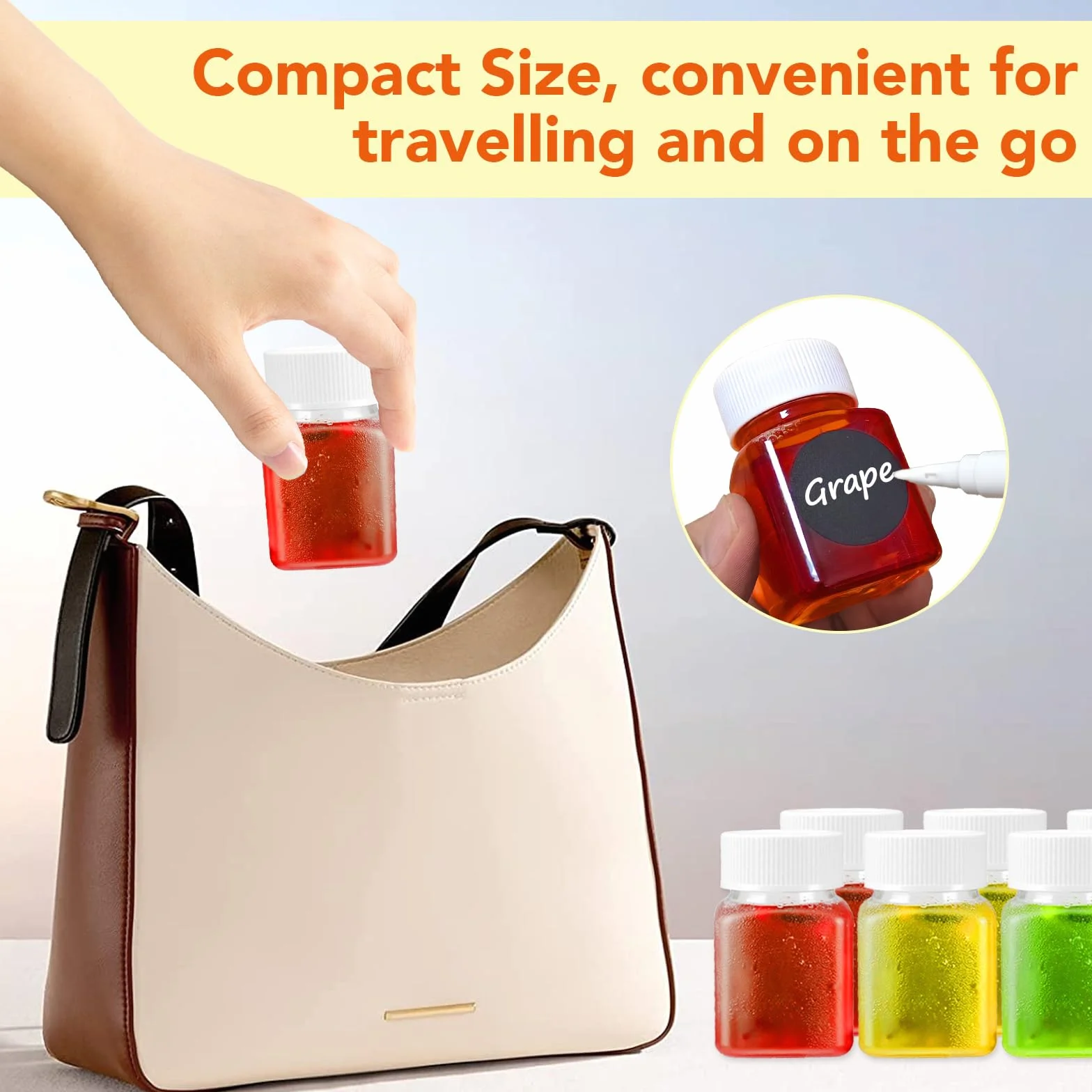 12 Pezzi Piccole Bottiglie per Shot da Riempire, Bottiglie Vuote in Plastica da 60ml/100ml per Smoothie e Succhi, Bottiglie per Shot con Etichetta, Bottiglie per Shot di Zenzero con Coperchio