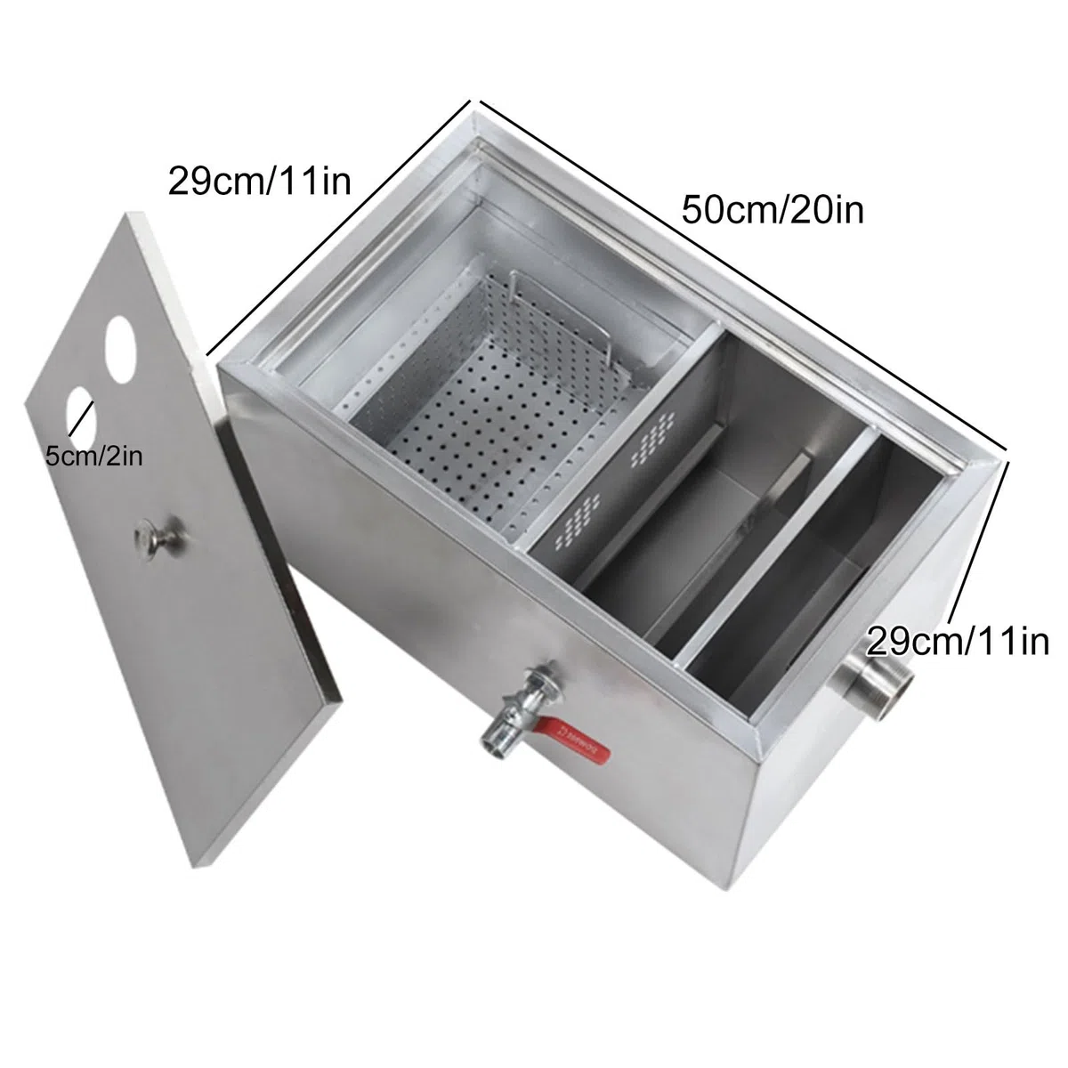 Separatori di Grasso Commerciali, Degrassatore Sottolavello in Acciaio Inossidabile per la Cucina Domestica Della Fabbrica di Ristoranti (Size : 50 * 29 * 29cm/20 * 11 * 11in)
