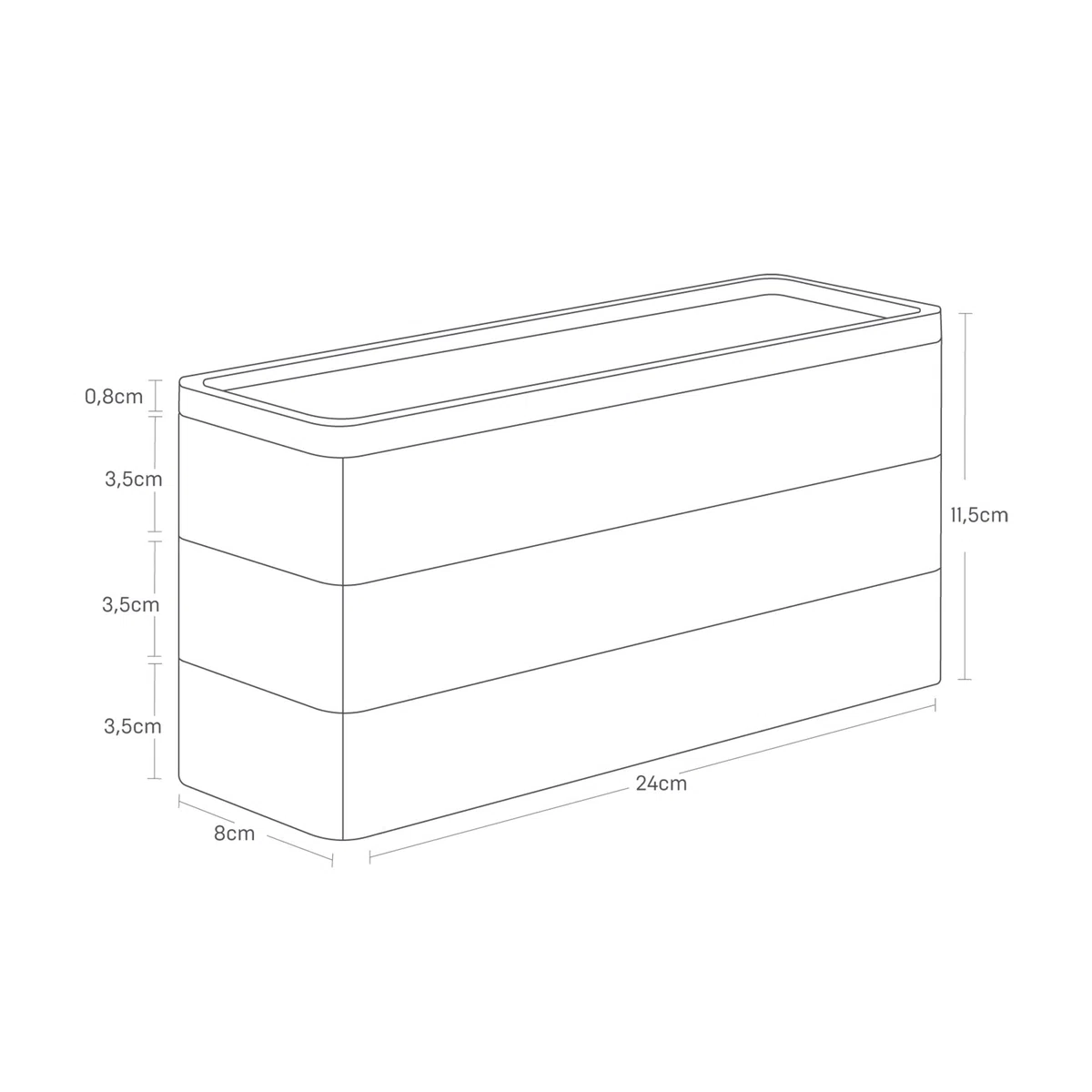 YAMAZAKI 5811 RIN 3Tiered Slim Accessory Case with Lid, white, ABS Resin/Wood, 24 x 8 x 11.5 cm