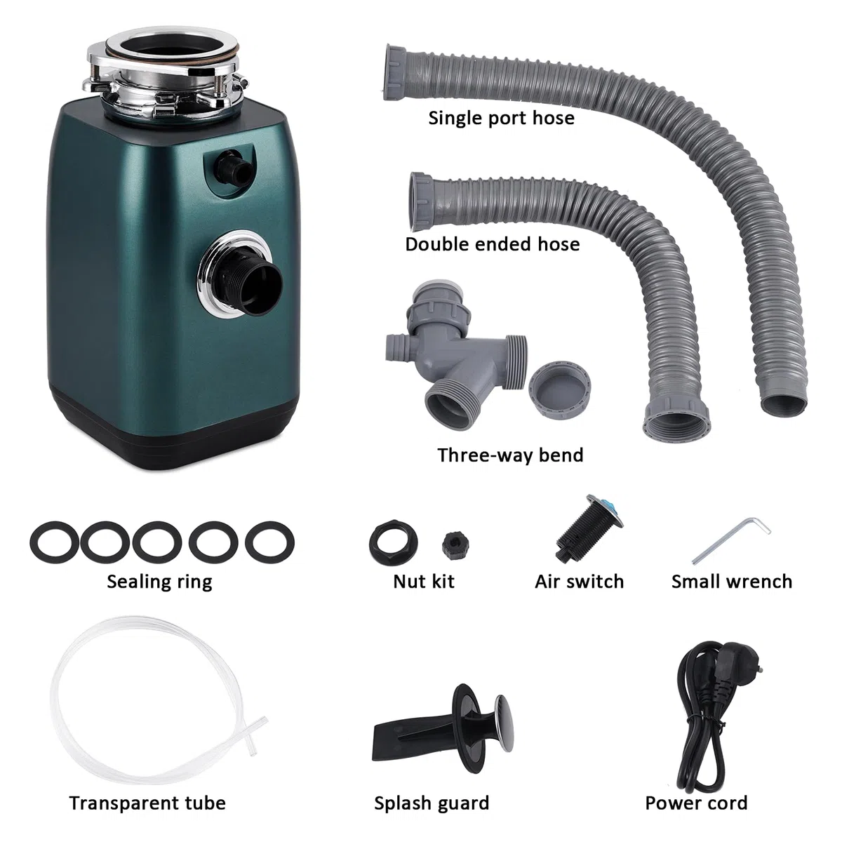 BAOSHISHAN 600W cucina smaltitore rifiuti Cucina Sminuzzatore lavello con interruttore a pulsante 3800 giri al minuto per lavello della cucina