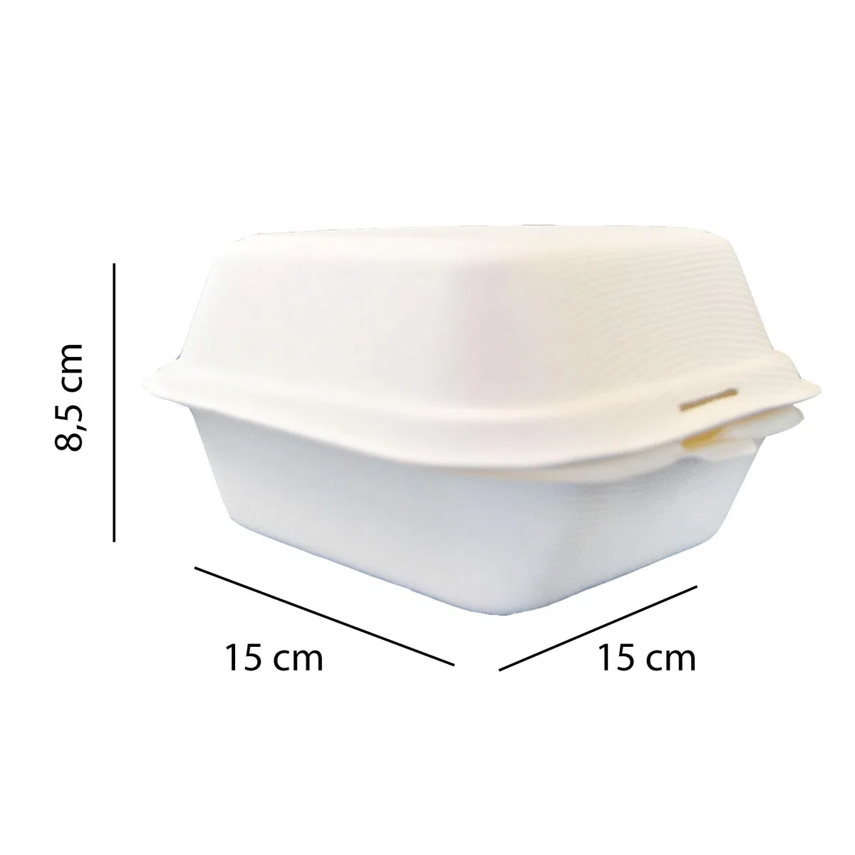 PZ 50 VASCHETTA RICHIUDIBILE IN POLPA DI CELLULOSA BIO COMP 15 x 15 x H 8,5 CM IDEALE PER L'ASPORTO DI CIBI COME SUSHI, FRITTI,HAMBURGER E PATATINE