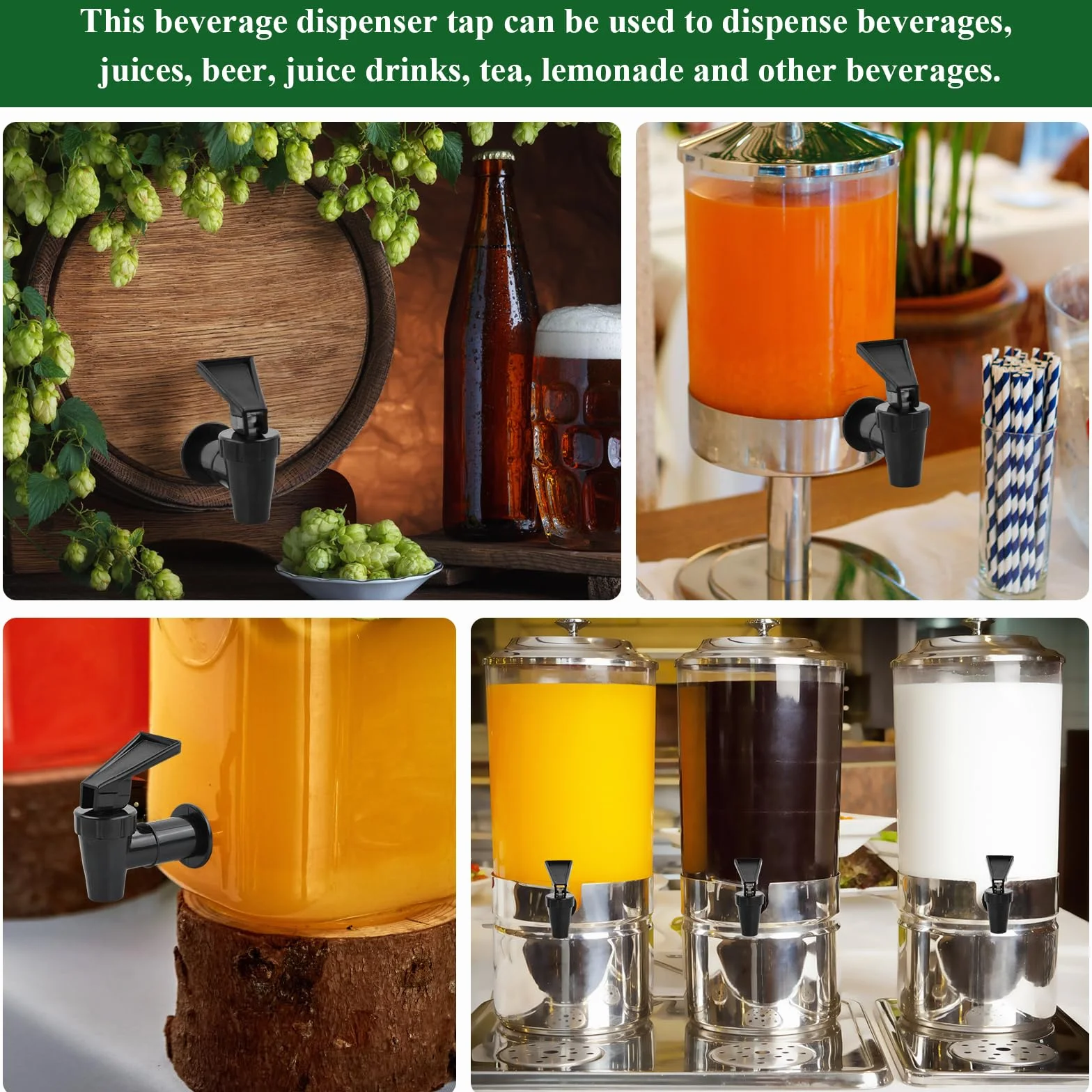 4 Confezioni Rubinetto, Rubinetto Plastica Rubinetti Di Ricambio Per Dispenser, Rubinetto Per Tanica Riutilizzabili, Per Dispenser Di Succo, Caffè, Acqua, Fusto Di Birra, Nero