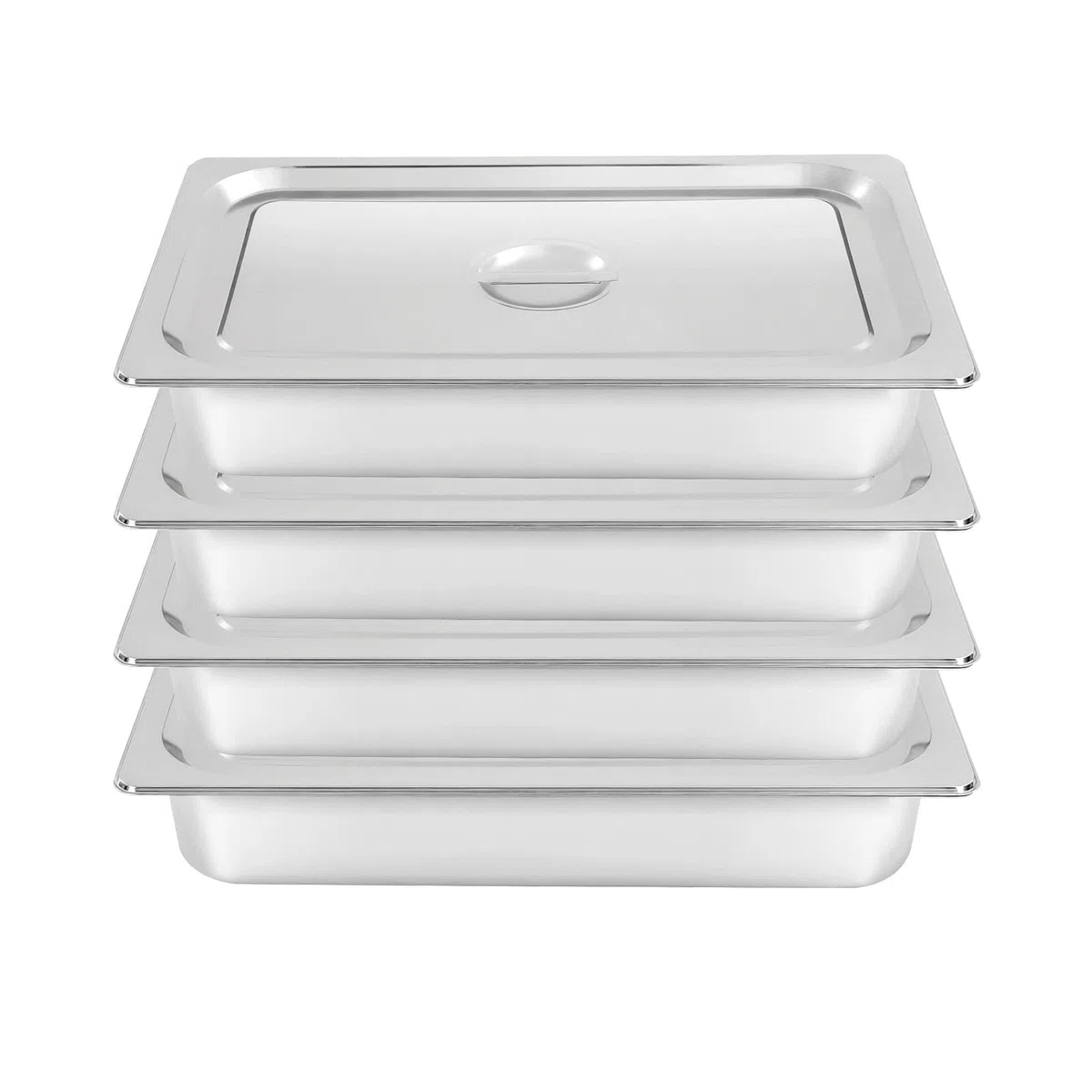 Set di 4 vassoi per alimenti GN 1/1 in acciaio inox 9L, 53,5 x 30,5 x 10 cm, piatto da cucina profondo per buffet, ristorante, cantina