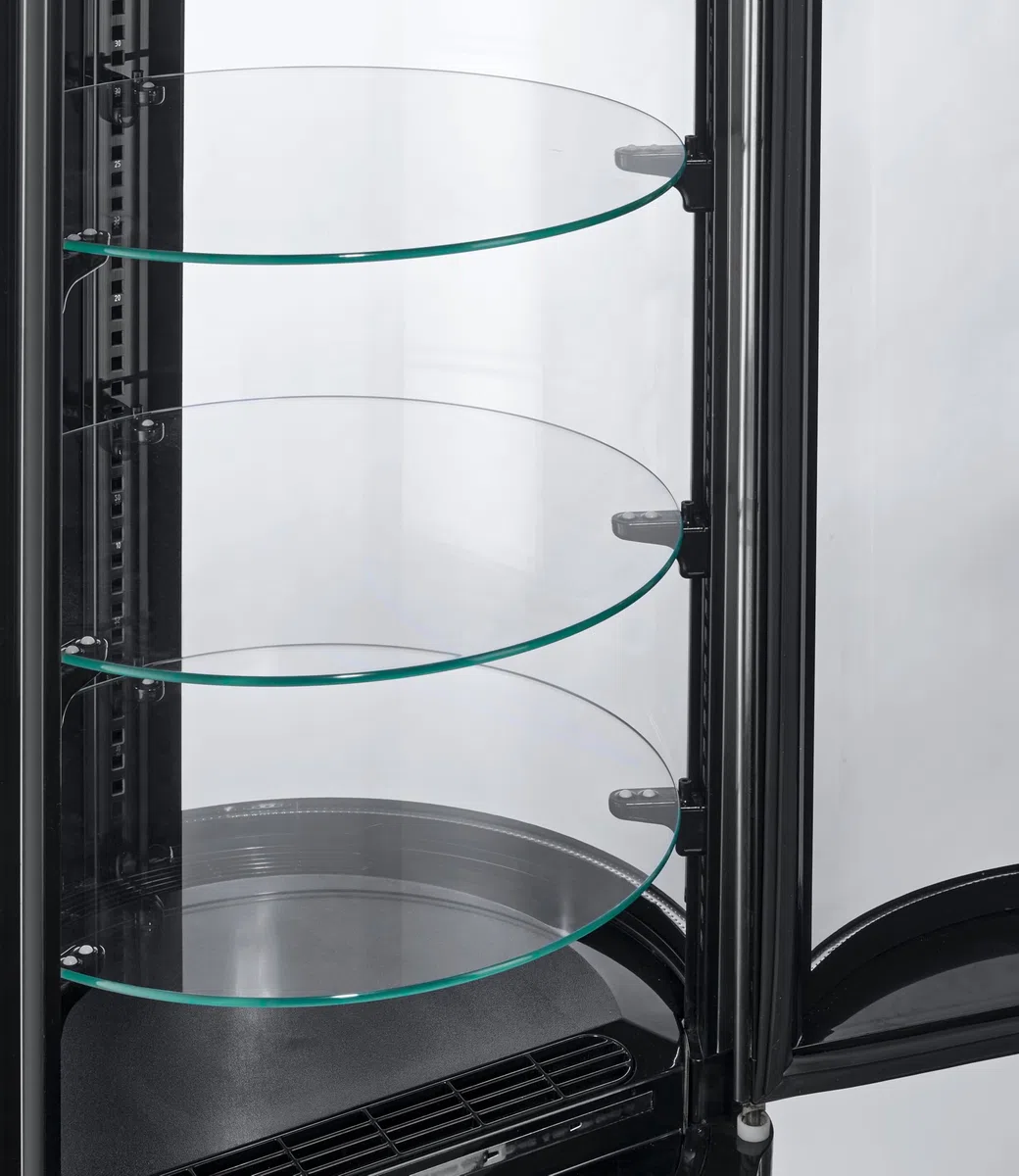 METRO Professional Vetrina Refrigerata per Dolci GRV1100, Acciaio Inox/Vetro, 100L, 210W, Termostato Digitale, 3 Ripiani Regolabili, Luce LED