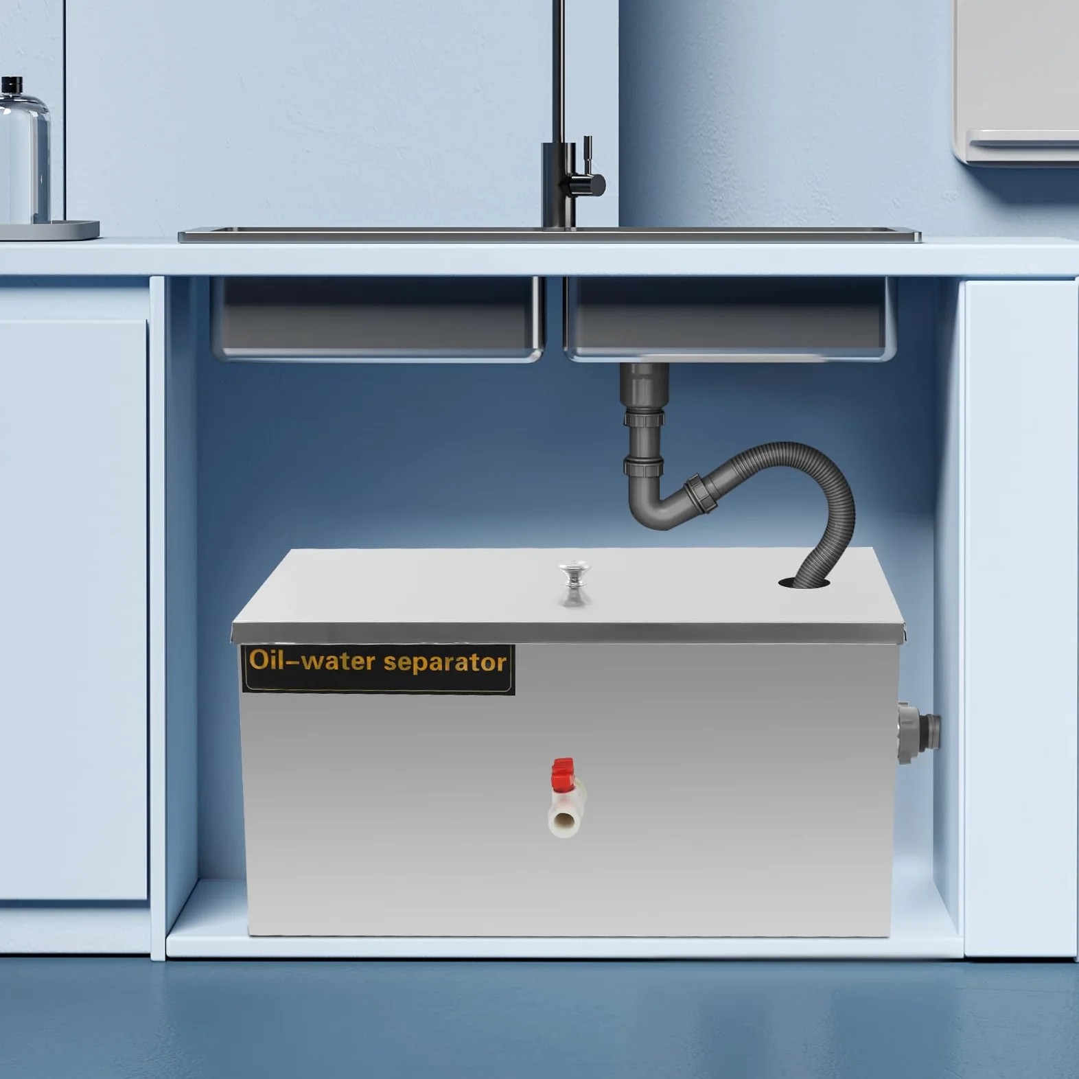 Trappola di grasso commerciale barriera grasso in acciaio inox separatore filtro olio trappole grasso sotto il flusso lavandino 0,8 m3/h per ristorante cucina