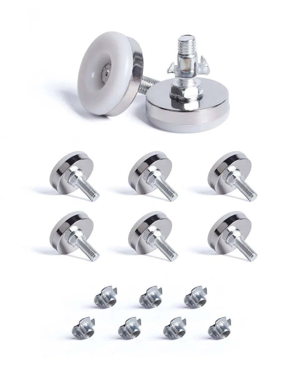 8 pz M8 X 35MM Piedini di Livellamento Regolabili, Piedini per Mobili a Base Rotonda, Piedini Fissi Filettati Metallo, con 8 pz Dadi a T, per Gambe del Letto della Scrivania dell'Armadio
