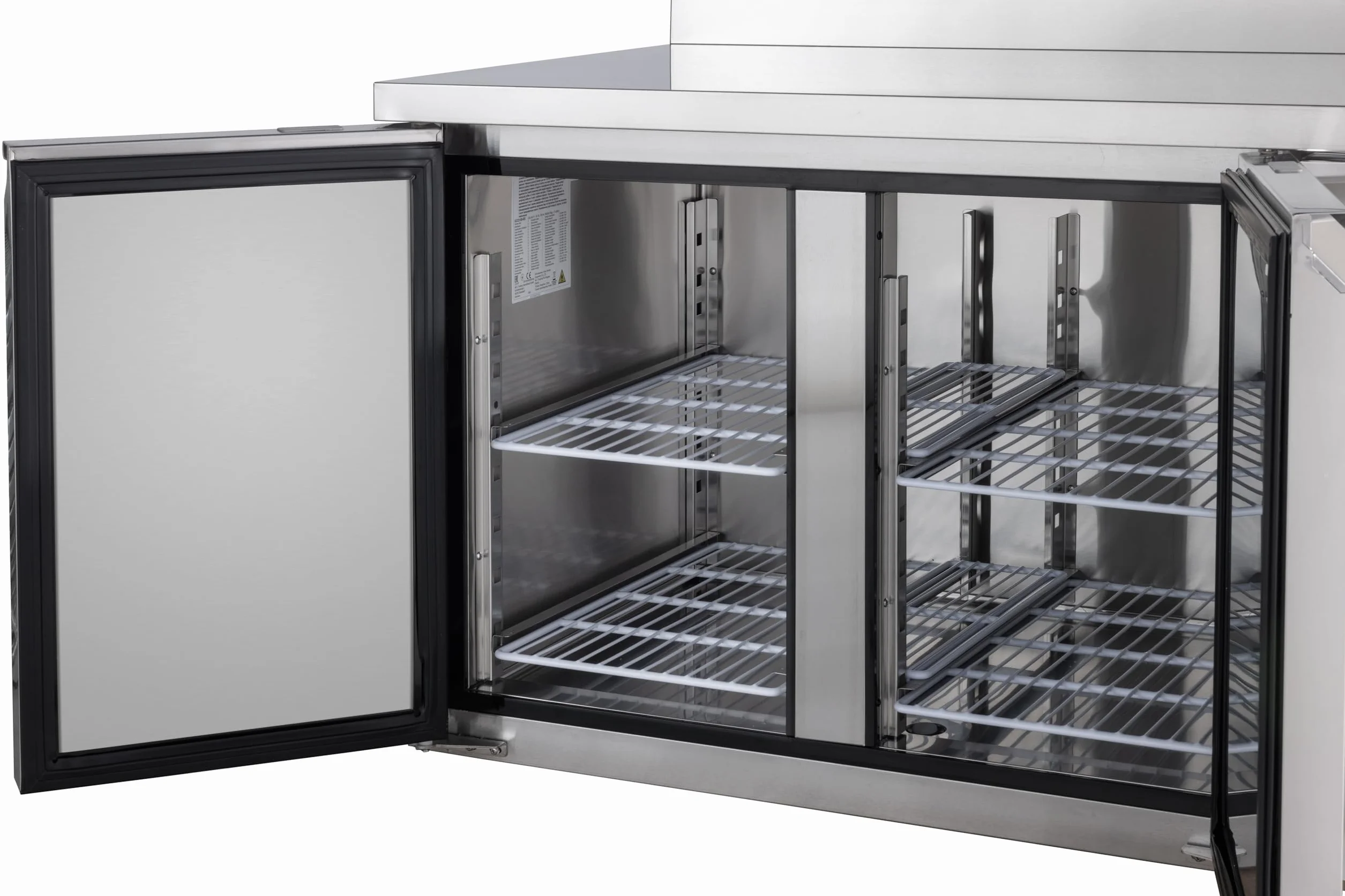 METRO Professional Banco refrigerato GCC2100BS, acciaio inox, 215 l, refrigerazione ventilata, 250 W, termostato digitale, con serratura, 4 piedini regolabili, argento