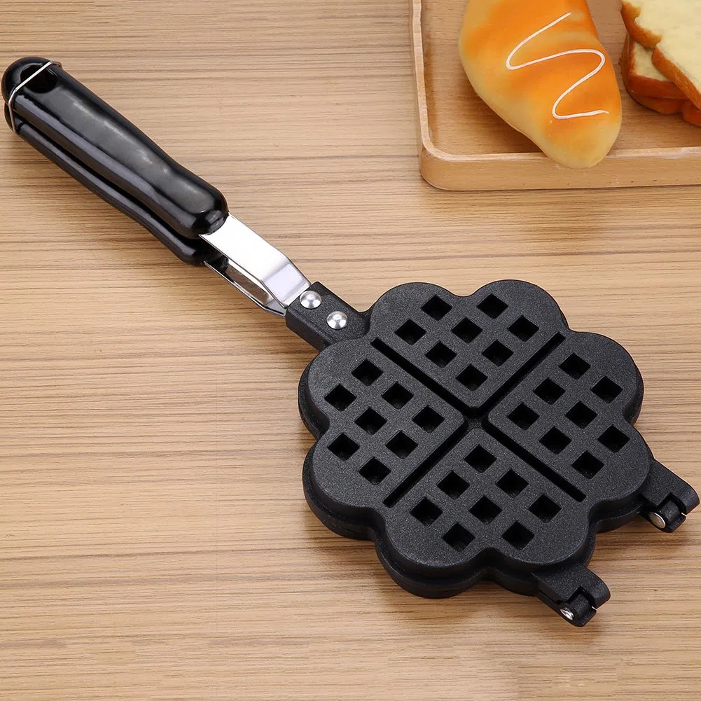 Waffle Iron, a forma di cuore domestica Gas antiaderente Waffle Maker Pan Stampo in alluminio Stampo piatto di cottura strumento di cottura.