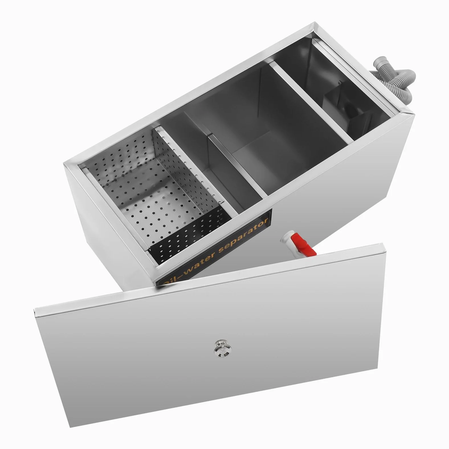 Trappola di grasso commerciale barriera grasso in acciaio inox separatore filtro olio trappole grasso sotto il flusso lavandino 0,8 m3/h per ristorante cucina