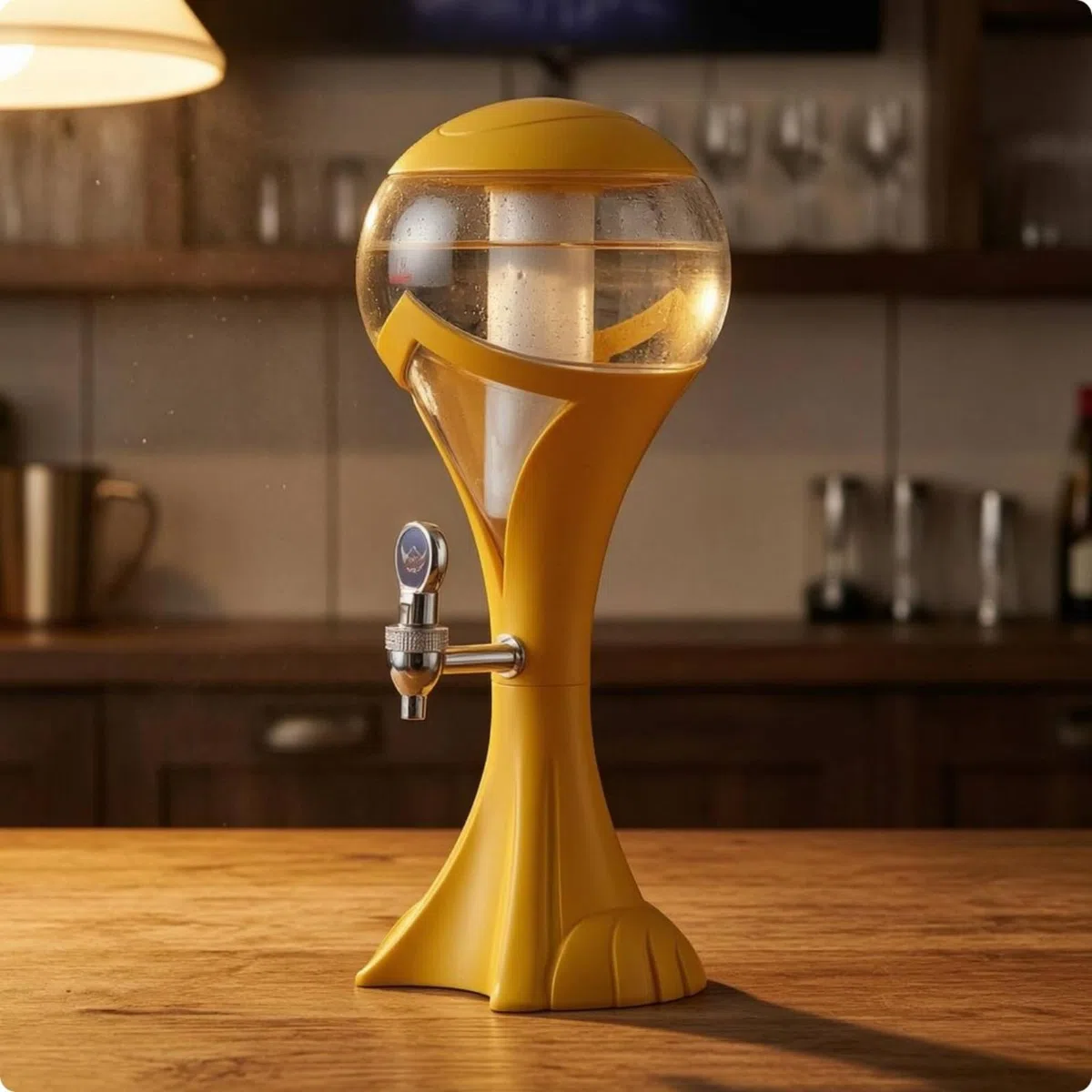 Torre Bevande Luminosa Plastica Distributore Birra su Piedistallo Base Stabile Attrezzatura da Bar, Argento, 1.5L