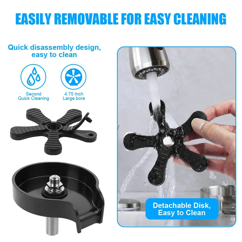 AUAUY Lavello da Cucina Sciacquatrice, Lavabicchieri da Bar, Cup Washer per Lavelli da Cucin, Detergente Automatico per Tazze, Sciacquatrice Per Bicchieri, Tazze da Caffè（Nero）