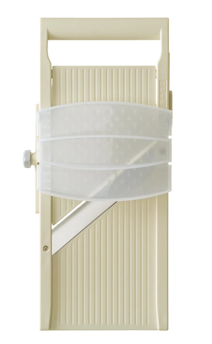 HENDI Mandolina giapponese Shōgun, affettatrice manuale con lama piatta regolabile (1-5mm), 380x180x(H)47mm, acciaio inox, ABS, PP, beige