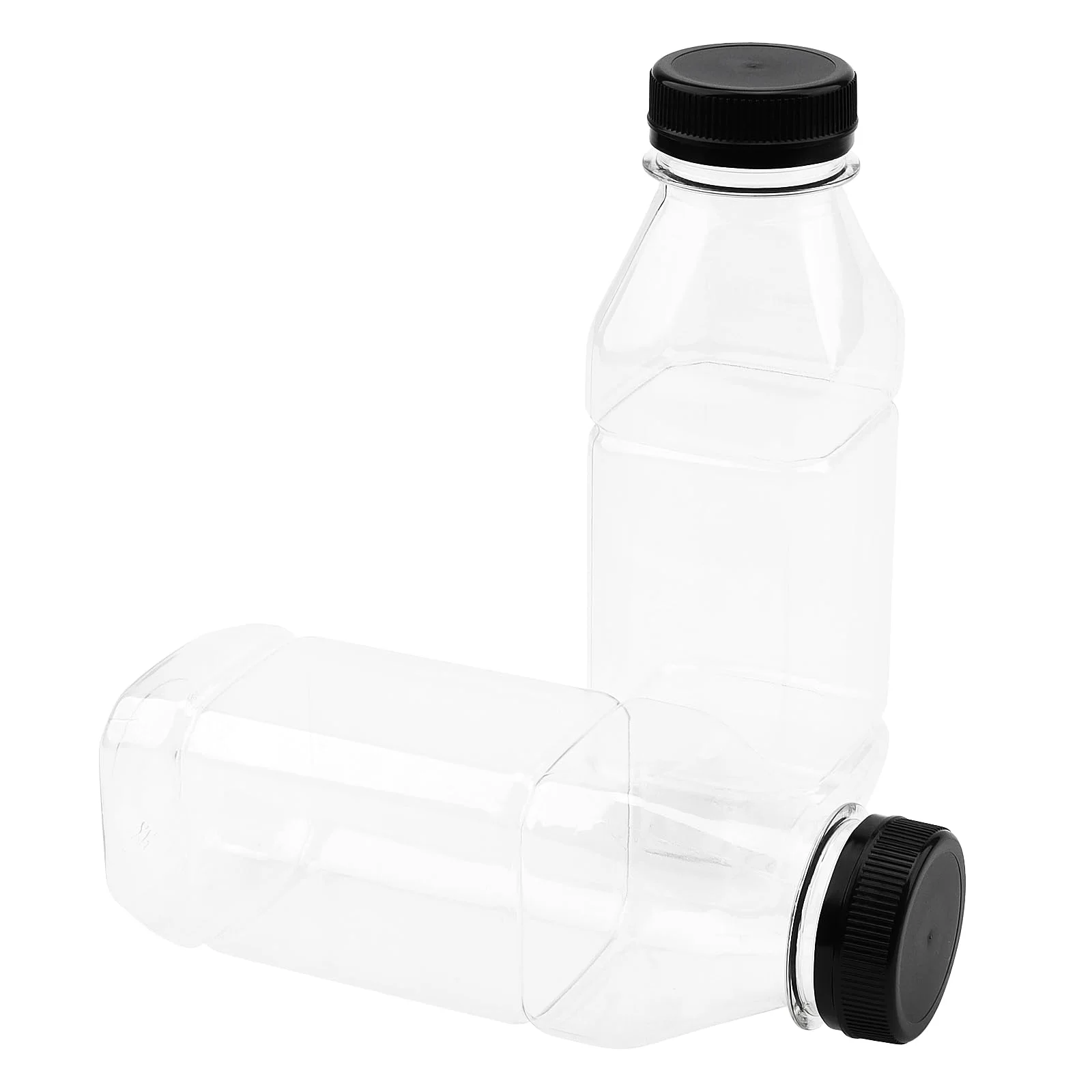24 bottiglie di plastica trasparente da 350 ml con coperchio nero, contenitori trasparenti riutilizzabili per succhi, bottiglie vuote in PET per succhi, frullati, latte e altre bevande