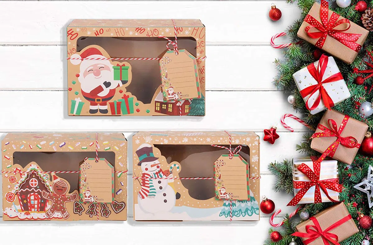 OTMVicor Vicor, scatole per biscotti di Natale, 6 scatole per cupcake di Natale, scatole da forno per regali di Natale