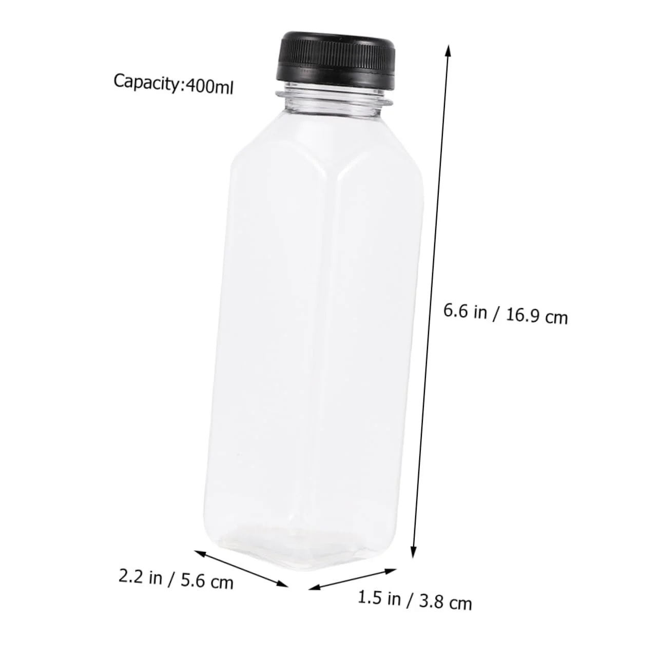 Cabilock 12 Pezzi Bottiglie per Riutilizzabili con Nero in Plastica Trasparente per Bevande Contenitori Vuoti per Succhi e Smoothie Design Minimalista e Sicuro