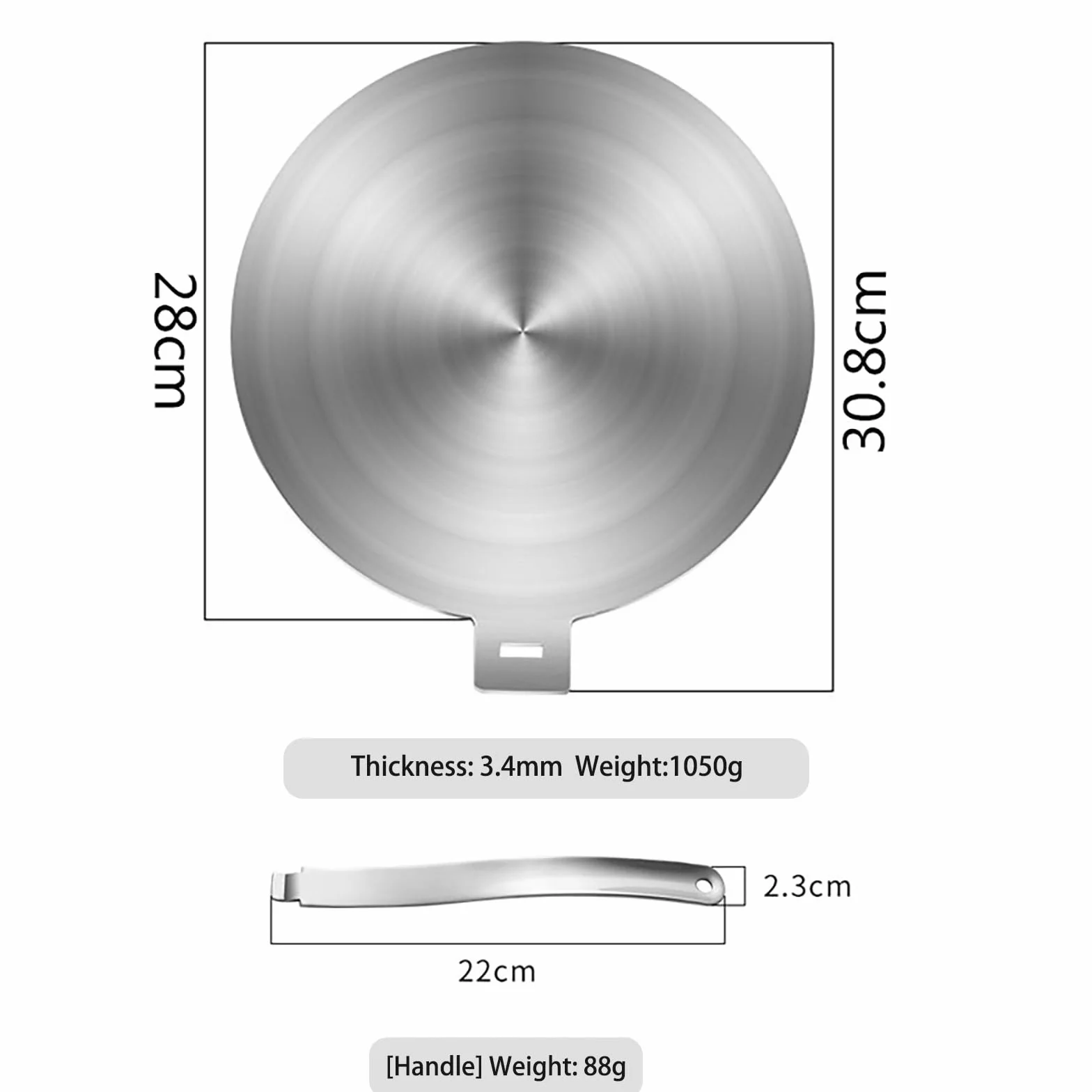 RoseFlower Adattatore Induzione 28cm/11'', Piastra Convertitore per Piano Cottura a Induzione in Acciaio Inossidabile, Piastra Diffusore di Calore con Manico Rimovibile