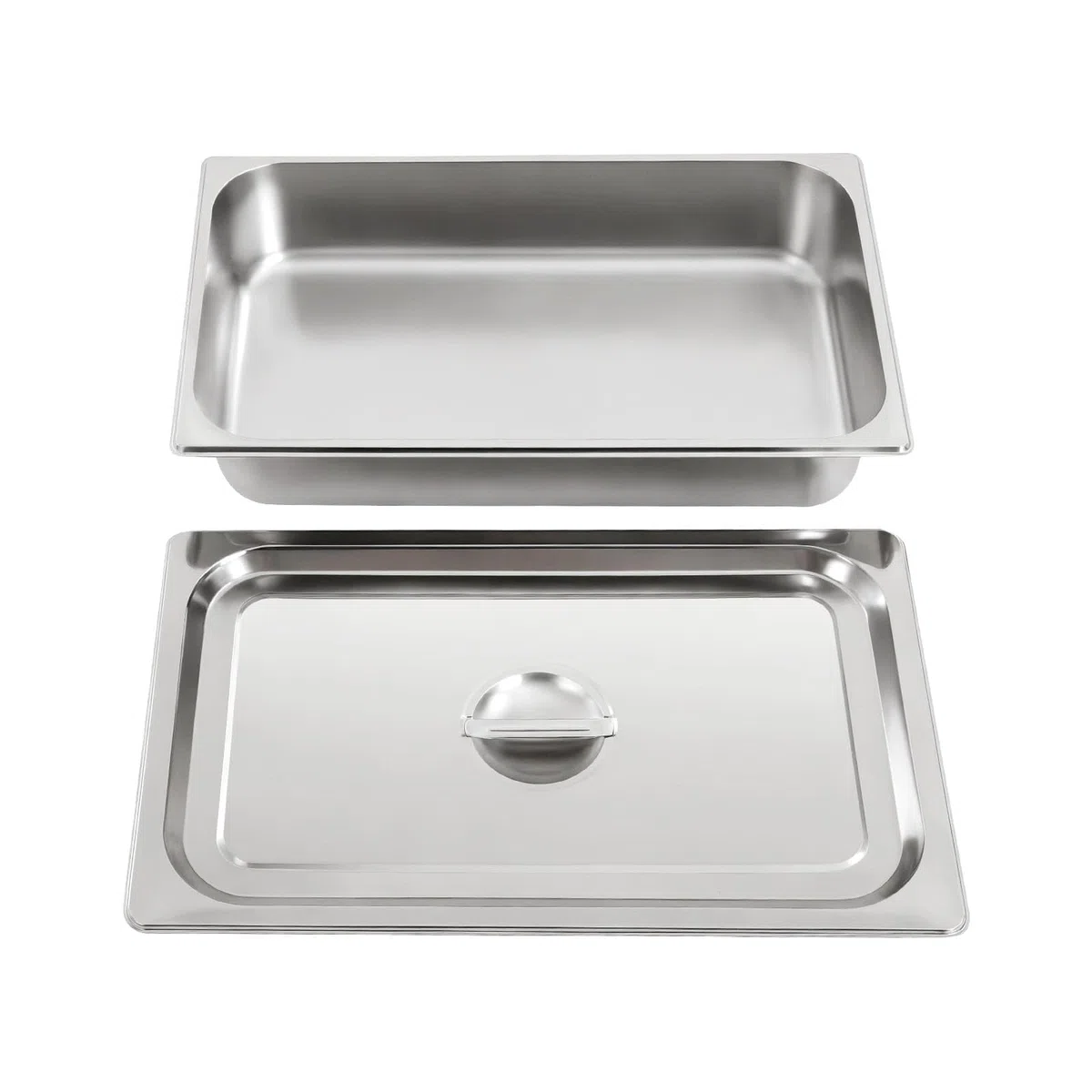 Set di 4 vassoi per alimenti GN 1/1 in acciaio inox 9L, 53,5 x 30,5 x 10 cm, piatto da cucina profondo per buffet, ristorante, cantina