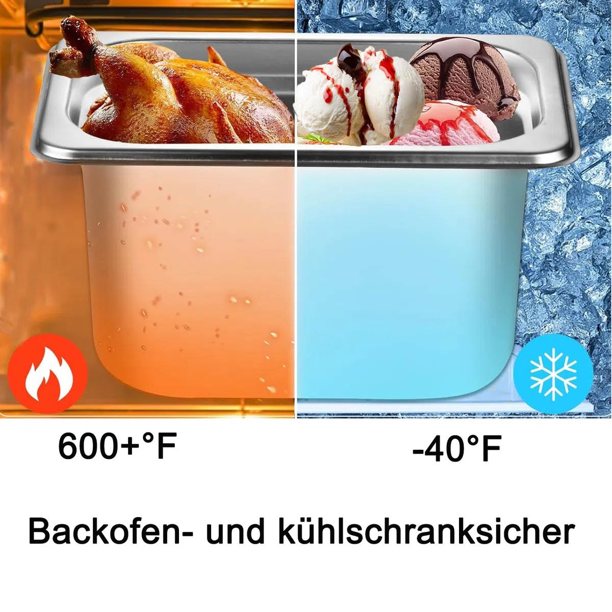 3 contenitore Gastro in acciaio inox coperchio, contenitore per gastronorm e alimenti